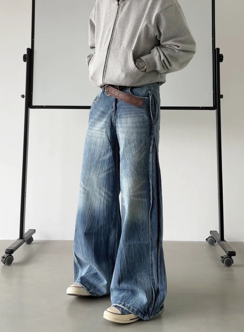 Japanese Brand × Jean Lightning Crack Washed Denim Pants Size US 29 - 1 Thumbnail