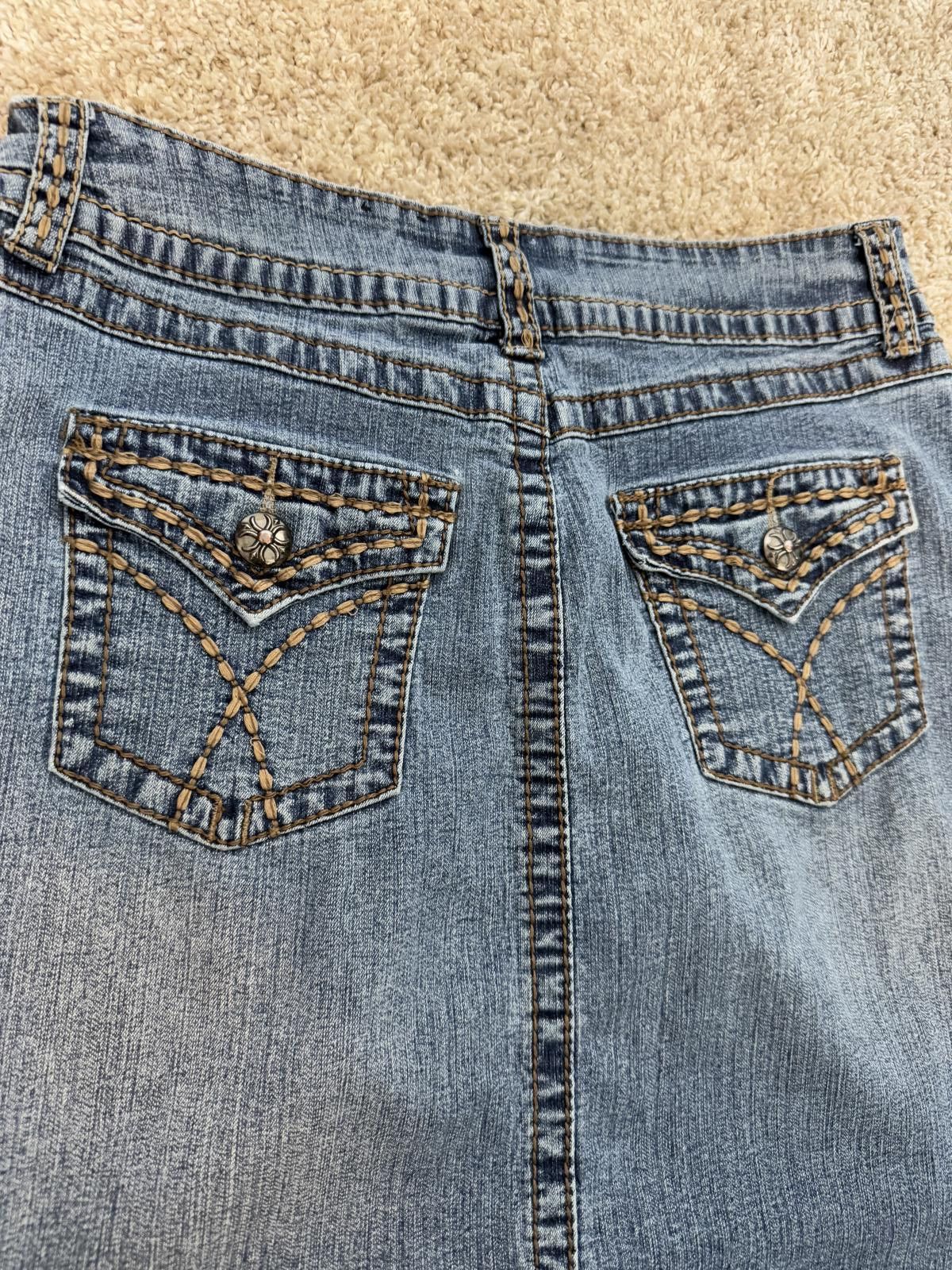 Designer Vintage Y2K Soft Grunge high waist denim jean skirt Size 32" / US 10 / IT 46 - 3 Thumbnail