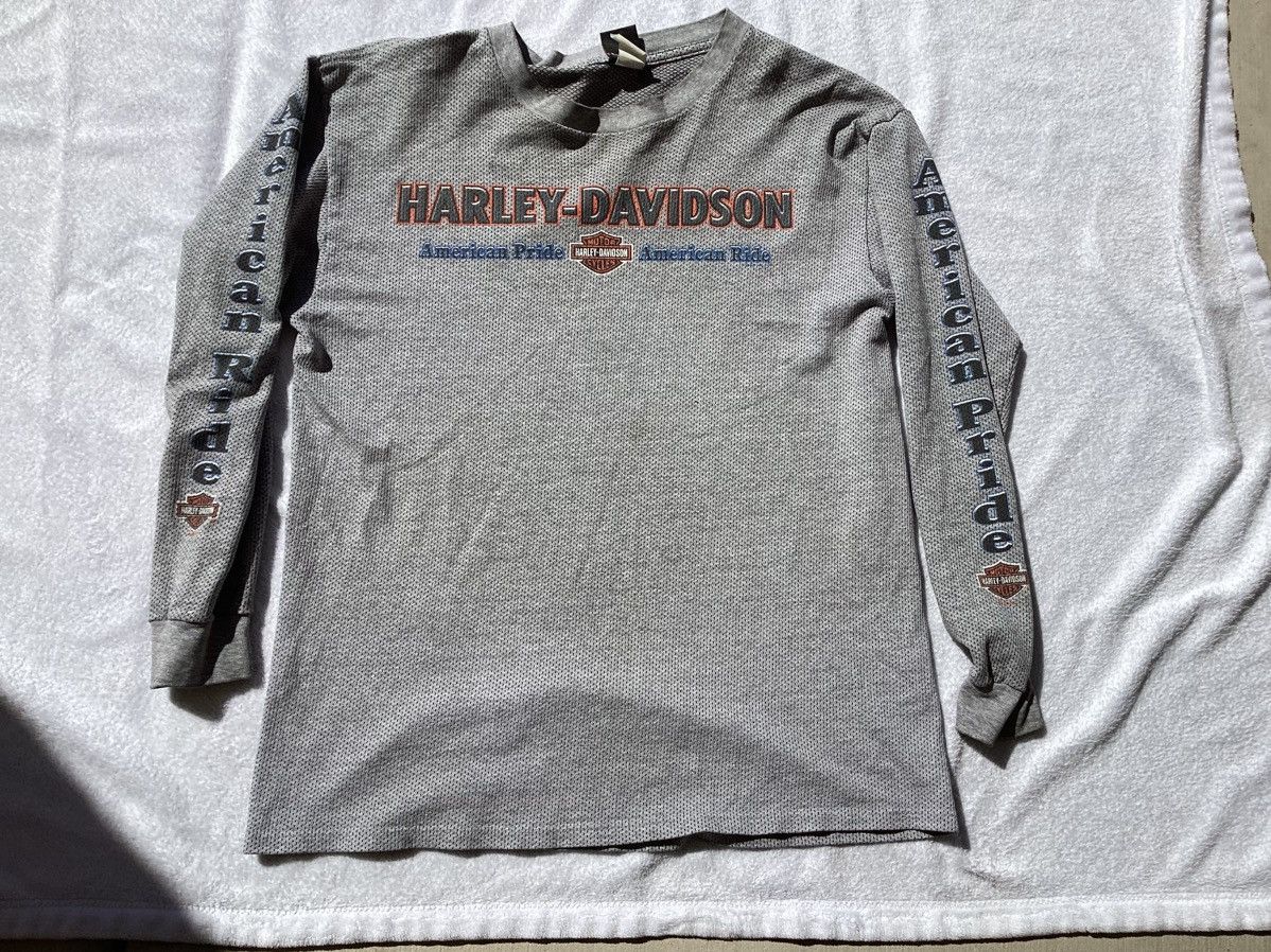 Harley Davidson × Vintage Vtg 1990s Harley Davidson Loma Linda Cali gray thermal Tee Size US L / EU 52-54 / 3 - 1 Thumbnail