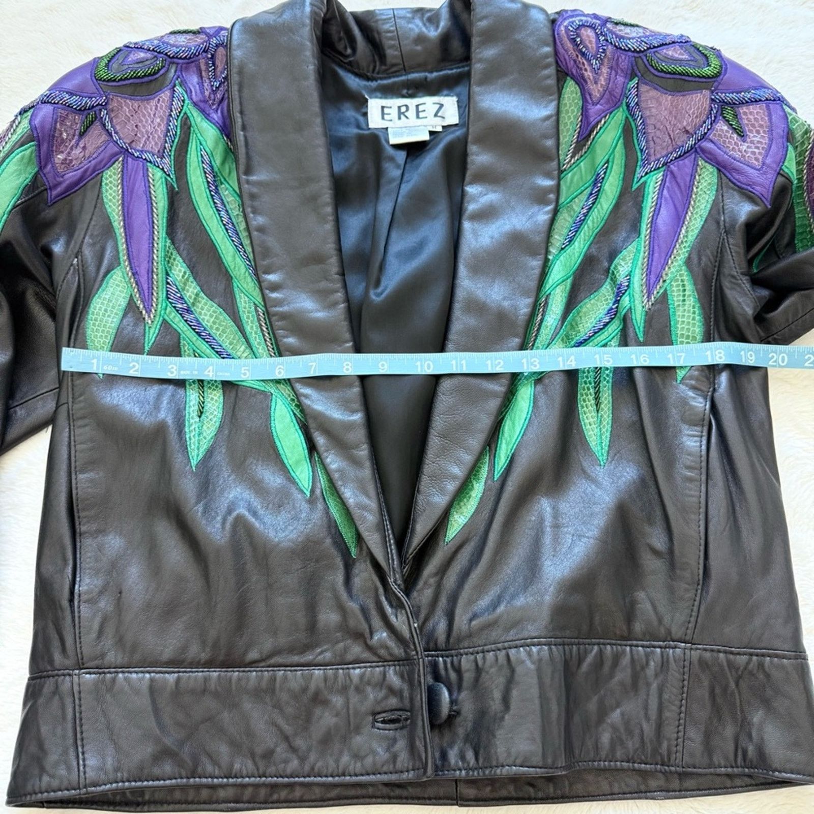 Other ERES iris flower established leather skin jacket size M Size M / US 6-8 / IT 42-44 - 11 Thumbnail