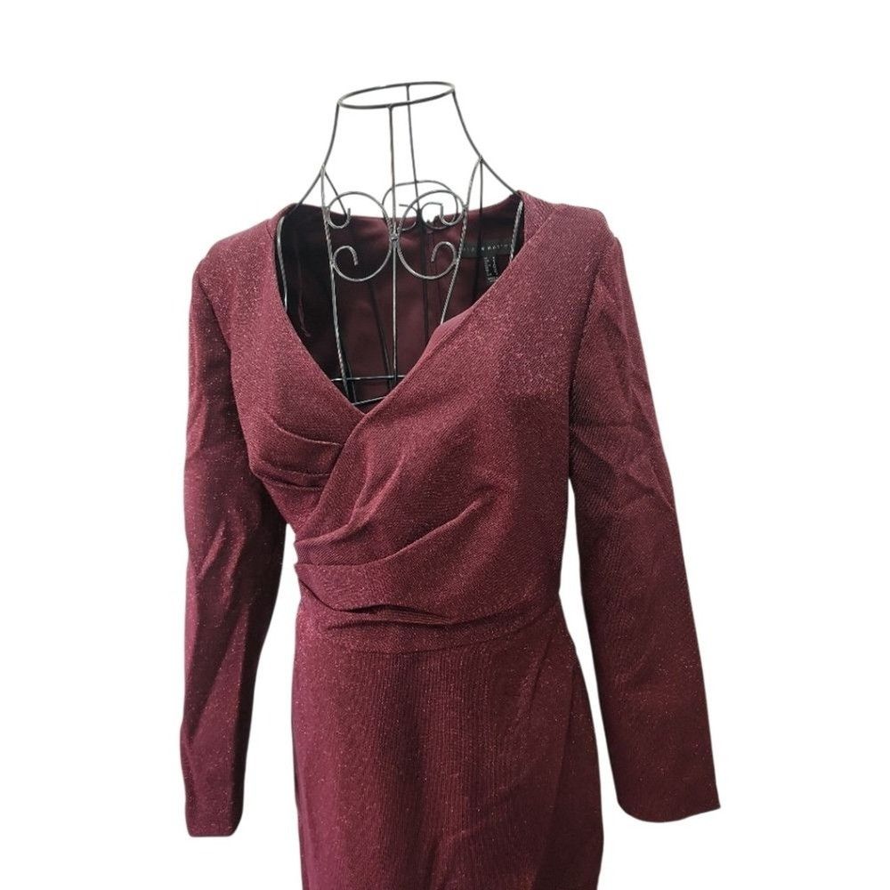 Other Aidan Mattox Cocktail Dress Sz 4 Burgundy Metallic Shimmer Size S / US 4 / IT 40 - 12 Thumbnail