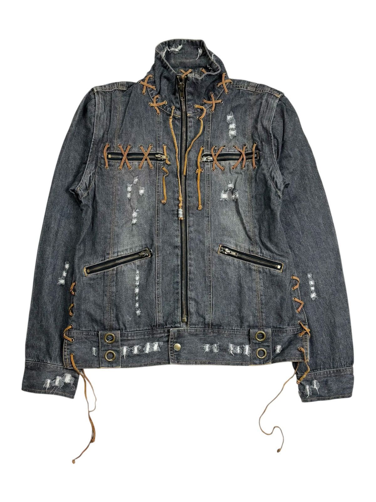 Yasuyuki Ishii 2000s In The Attic - Multilace Rider Denim Jacket Size US M / EU 48-50 / 2 - 3 Thumbnail