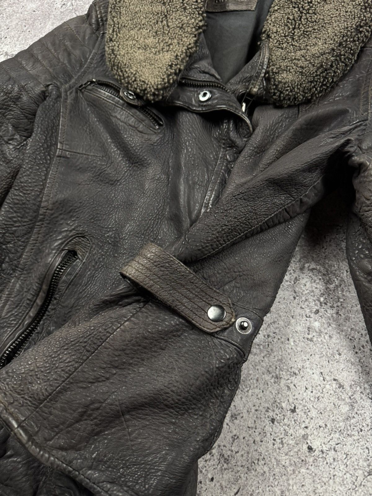 Japanese Brand Vintage Y2K Owens Style Shearling Asymetrical Leather Jacket Size S / US 4 / IT 40 - 9 Thumbnail
