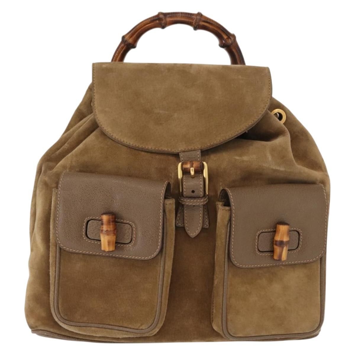 Gucci Gucci Vintage Bamboo Backpack Suede Size ONE SIZE - 1 Thumbnail