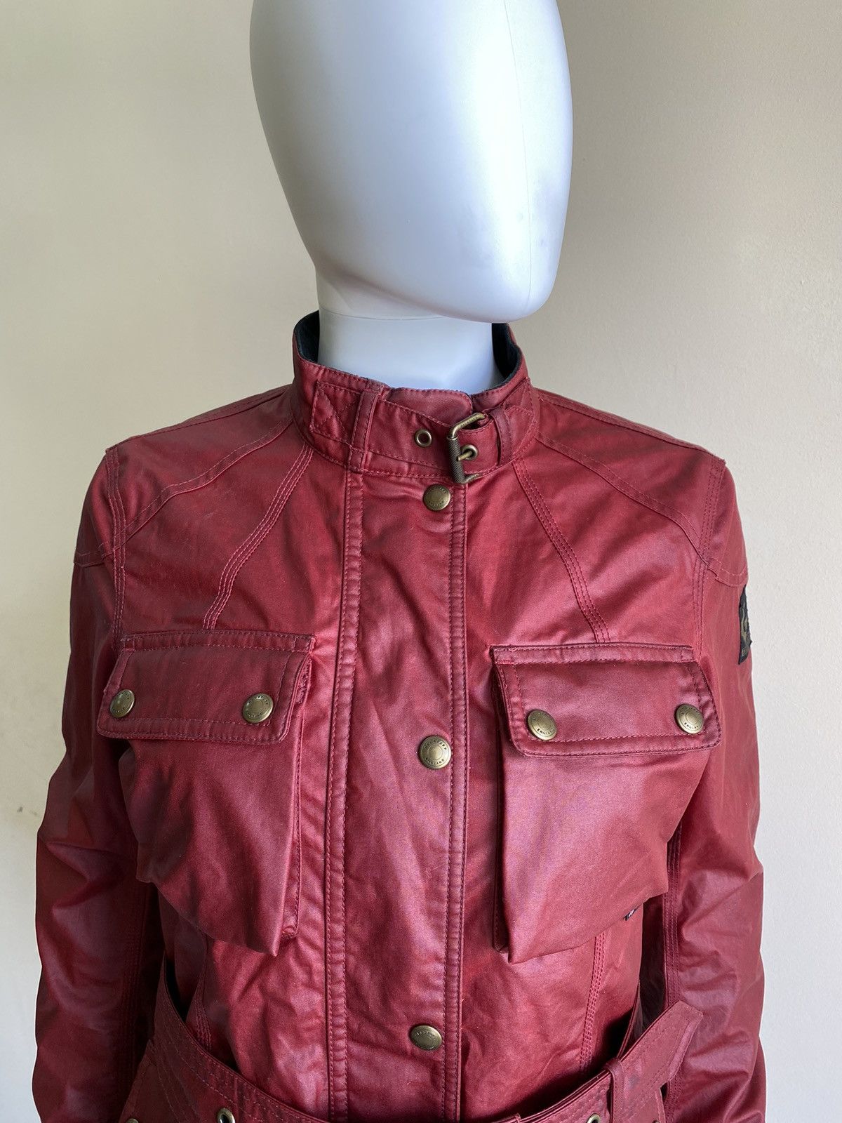 Belstaff Belstaff Womens Red Waxed Roadmaster Belted Jacket Size 40 Size S / US 4 / IT 40 - 4 Thumbnail