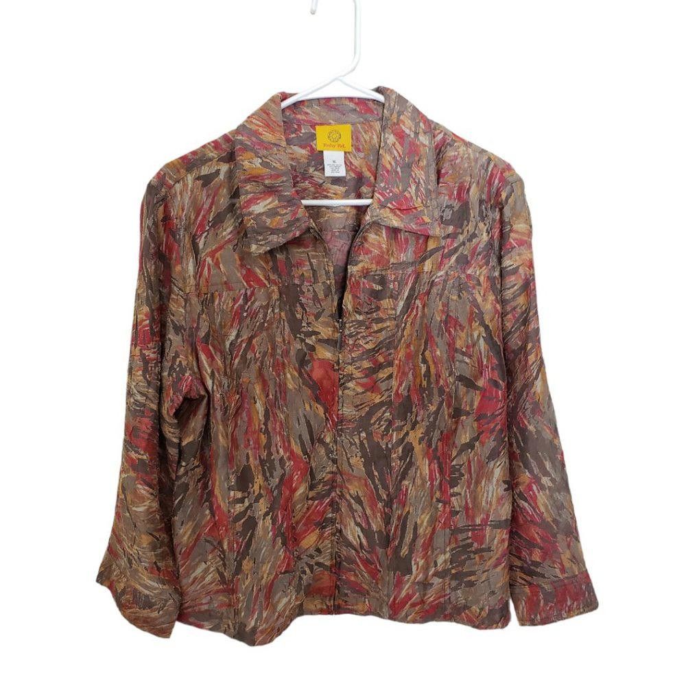 Designer CT194a Ruby Rd. Zip Front Multi Color Sheer Shirt 16 Size XXL / US 16-18 / IT 52-54 - 1 Thumbnail