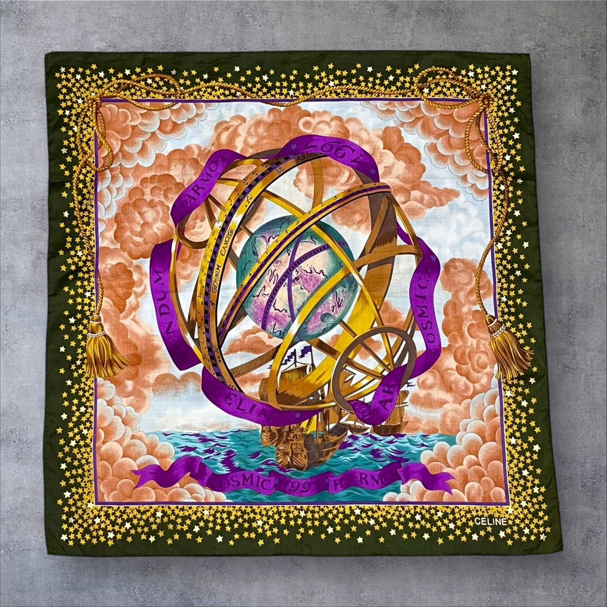 Celine Ultra Rare Vintage CELINE Cosmic Globe Bandana Pocketsquare Size ONE SIZE - 4 Thumbnail