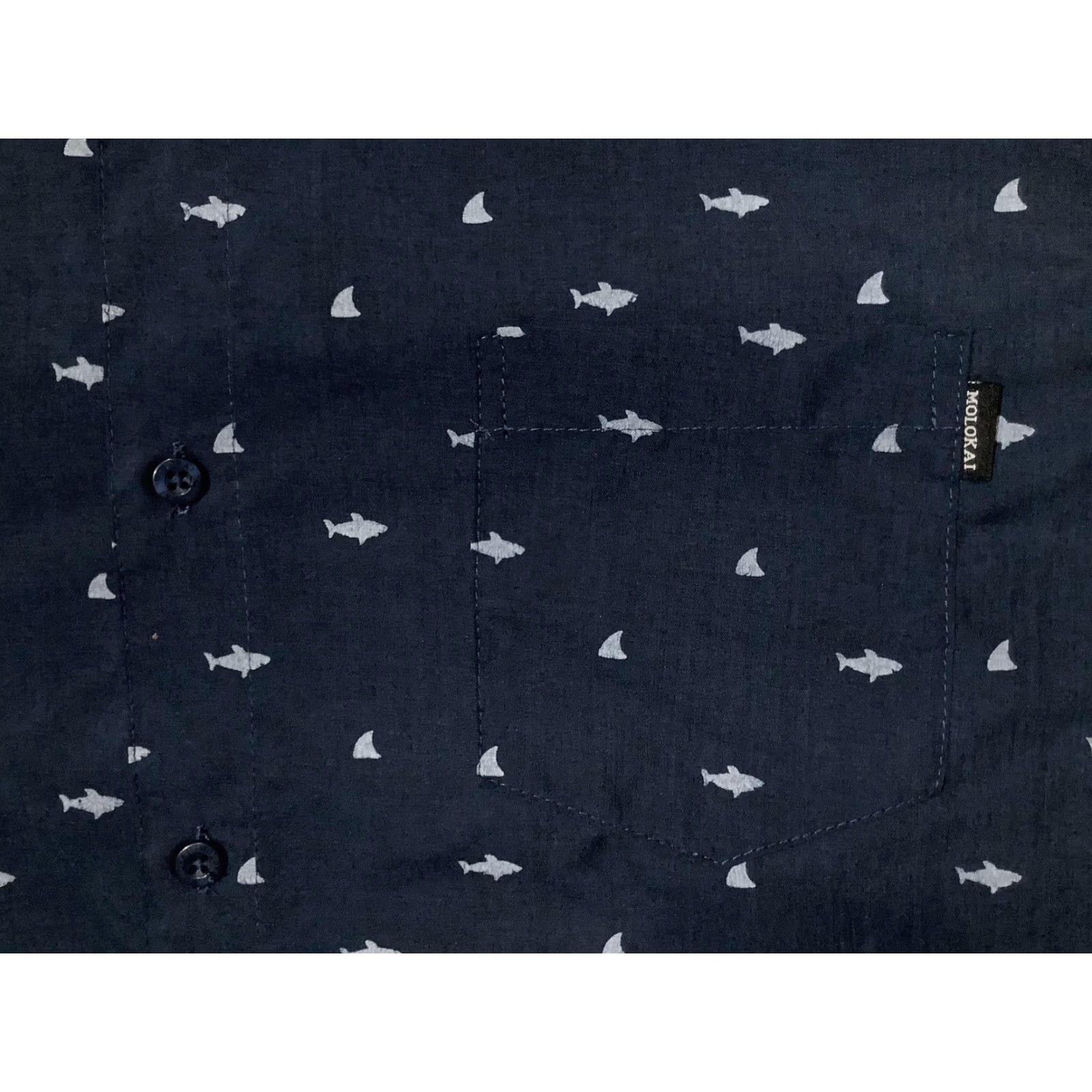 CO Molokai Surf Co Shirt Mens L Blue Shark Print Short Sleeve Button Front Size US L / EU 52-54 / 3 - 4 Thumbnail