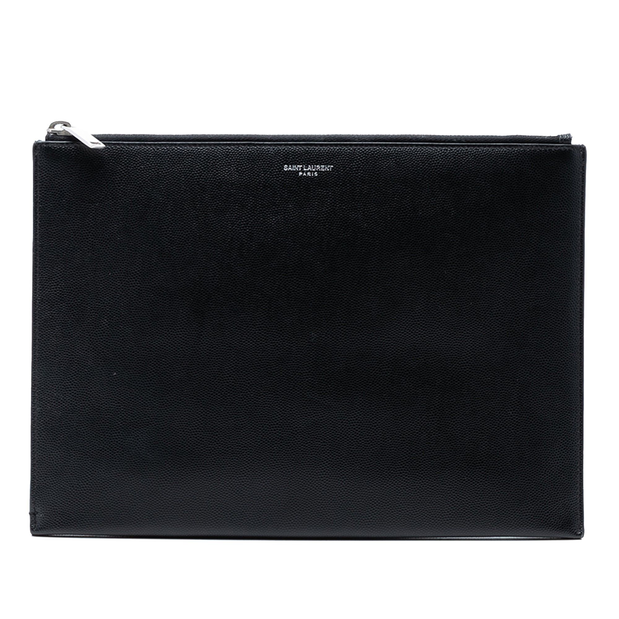 Saint Laurent Paris Grained Leather Zip Clutch Size ONE SIZE - 1 Thumbnail