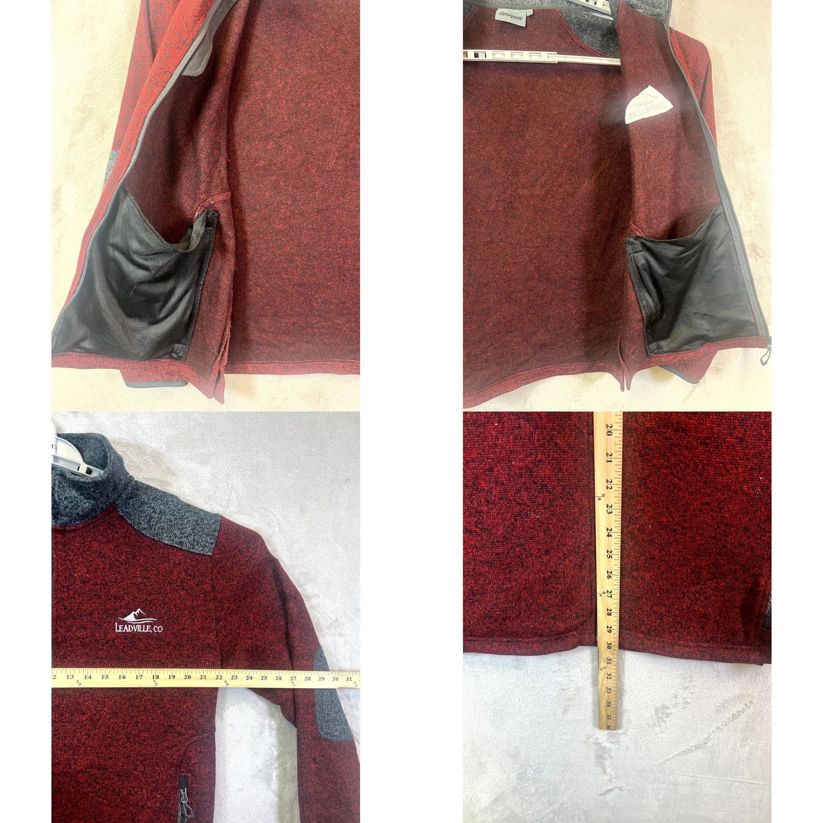 CO Renegade Men’s L Red Fleece Bomber Jacket Zip-Up Embroidered Leadville Co Club Size US L / EU 52-54 / 3 - 8 Thumbnail