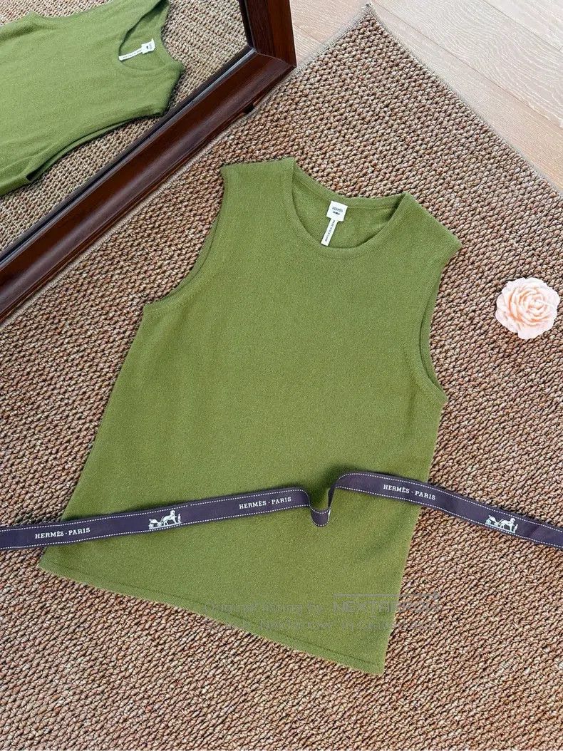 Hermes Hermes Cashmere Knit Sleeveless Top - Kiwi Green Size XS / US 0-2 / IT 36-38 - 1 Thumbnail