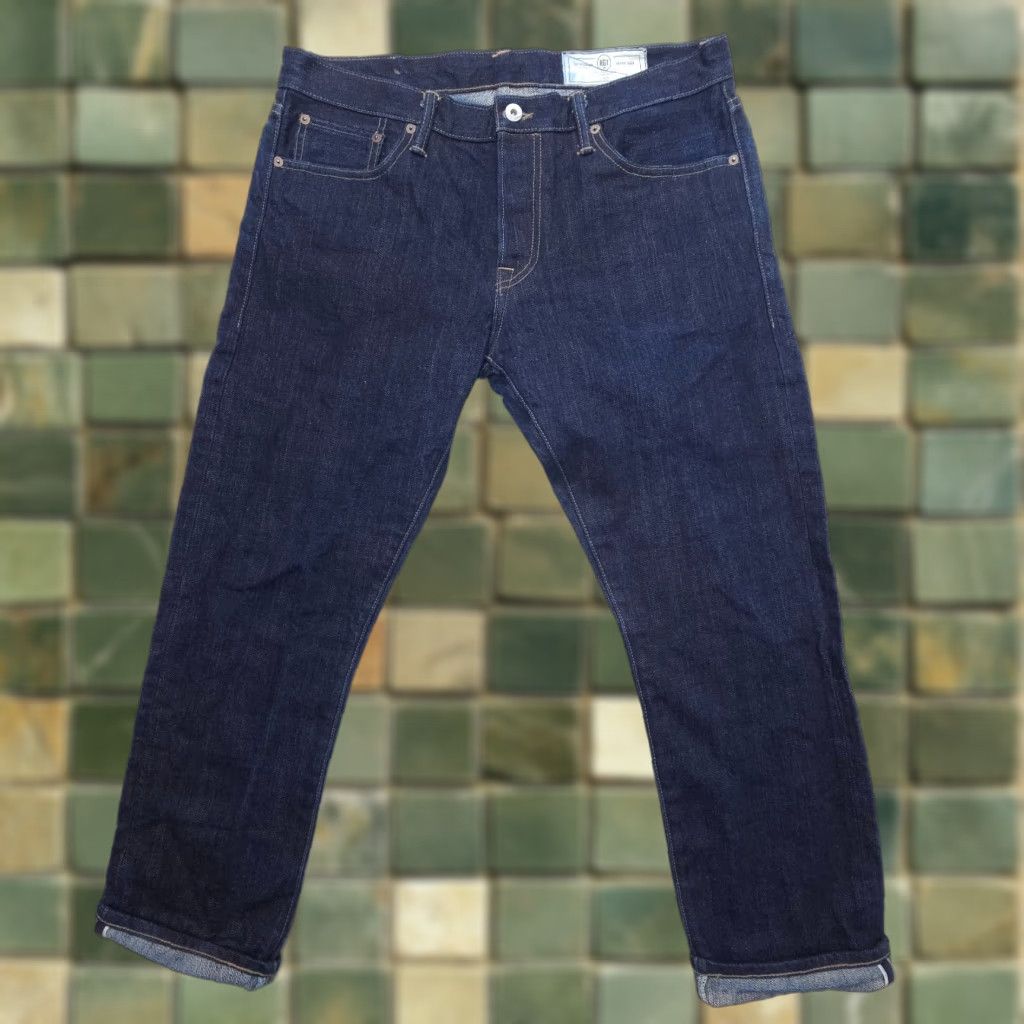 Rogue Territory Jeans Mens 34 Dark Blue Skinny Button Fly Selvedge 5-Pocket Denim