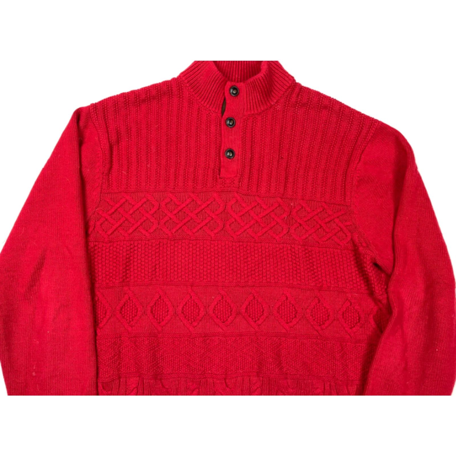 Chaps VTG Chaps Pullover Sweater Heavyweight Cotton Knit Cable-Knit Red Crew Neck Men's XL 90s Vintage Casual Long Sleeve Size US XL / EU 56 / 4 - 2 Thumbnail
