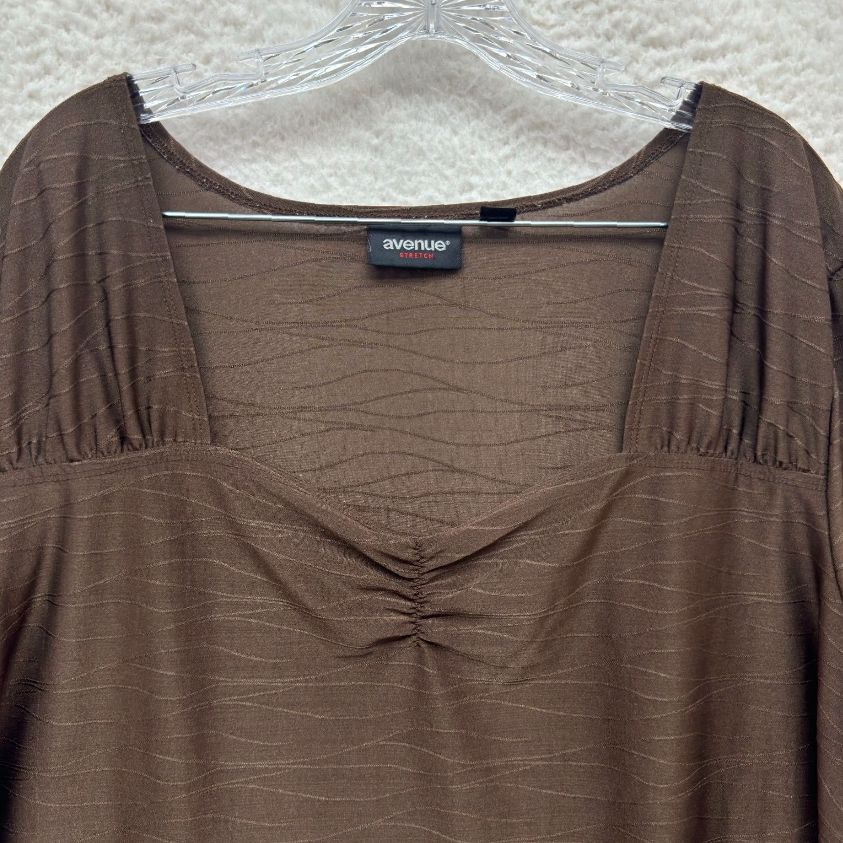 Avenue VINTAGE Avenue Plus Size Slinky Stretch Top 30W 32 Brown Boho Grunge Shirt Womens Size 4XL / US 24-26 - 3 Thumbnail