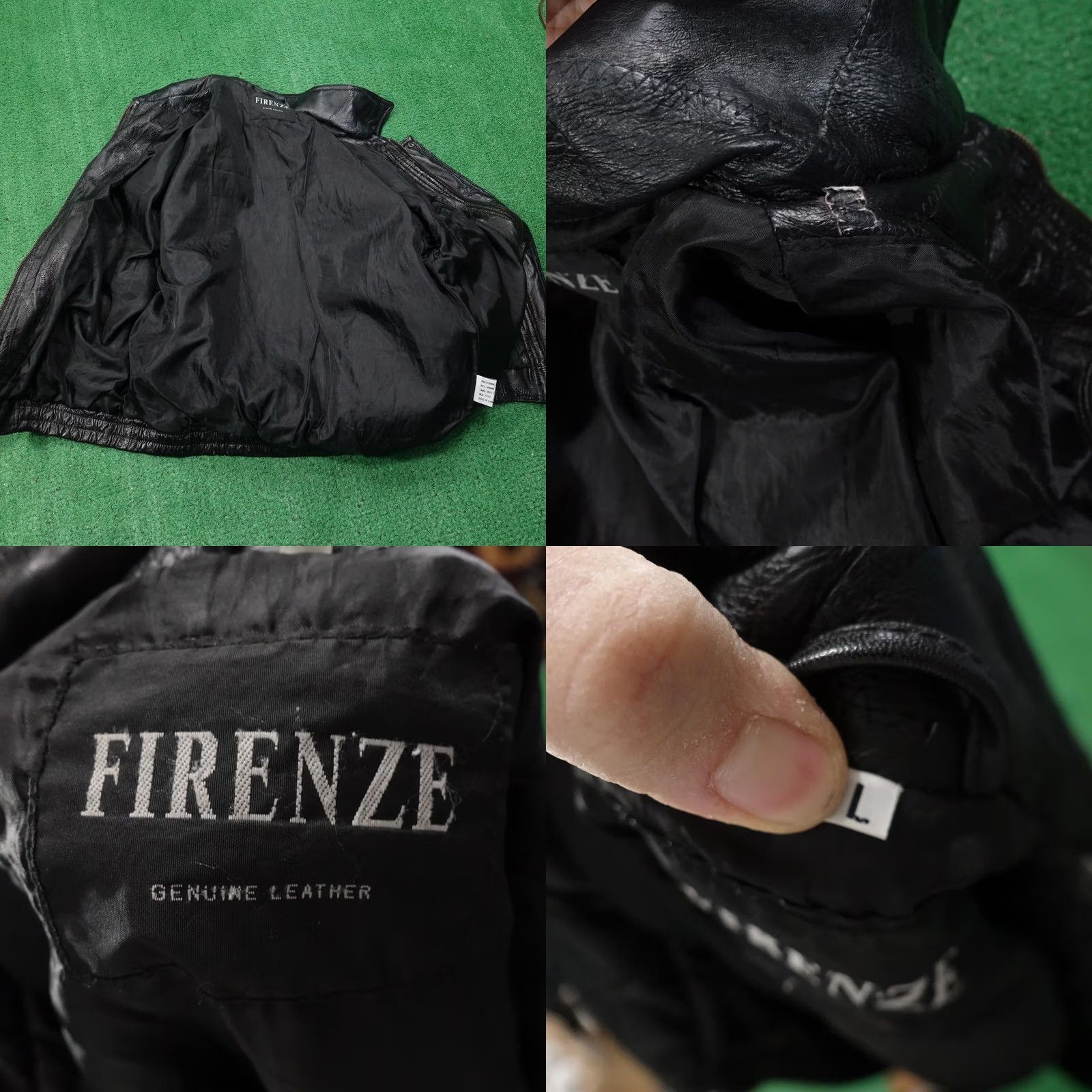Vintage Firenze Leather Jacket Mens Large Black Patchwork Bomber Zip Front Jacket Size US L / EU 52-54 / 3 - 8 Thumbnail