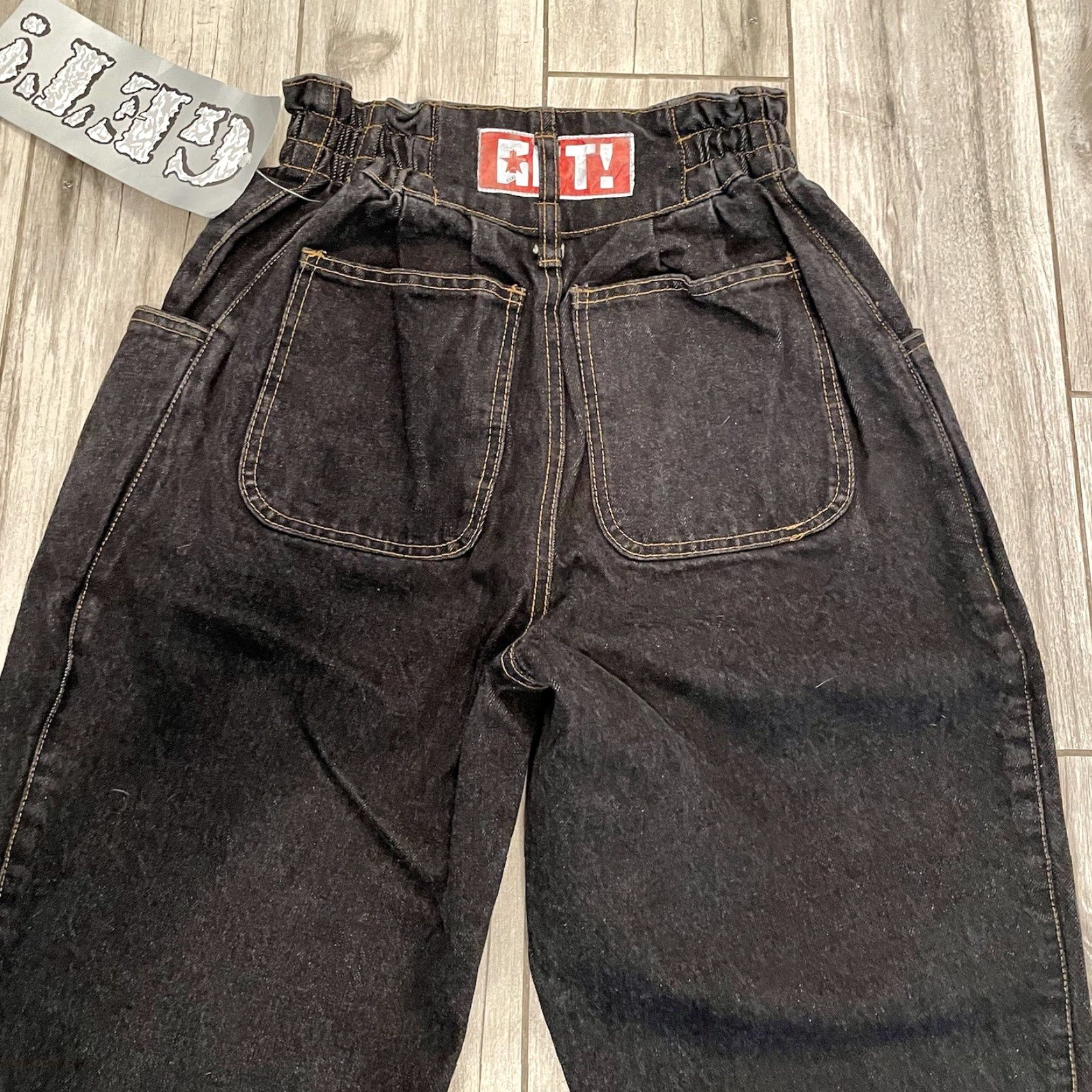 Vintage VINTAGE Get By Elie Jeans VTG 90s 24x28 High Waist Button Fly Distressed NWT Black Denim Womens Size 24" / US 00 / IT 34 - 6 Thumbnail