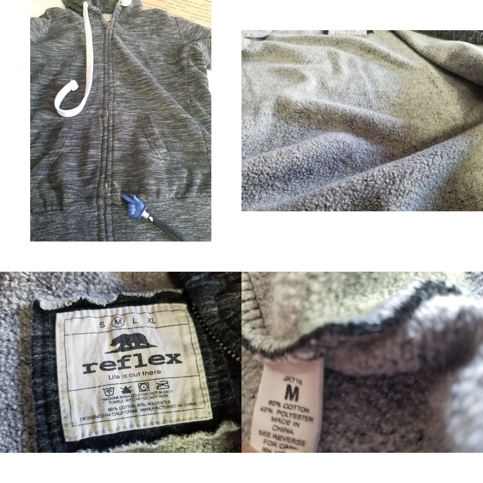 Vintage Reflex Hoodie Womens M Gray Zip Up Pockets Casual See Pic Sweatshirt Full Zip Hooded All Seasons Size M / US 6-8 / IT 42-44 - 9 Thumbnail