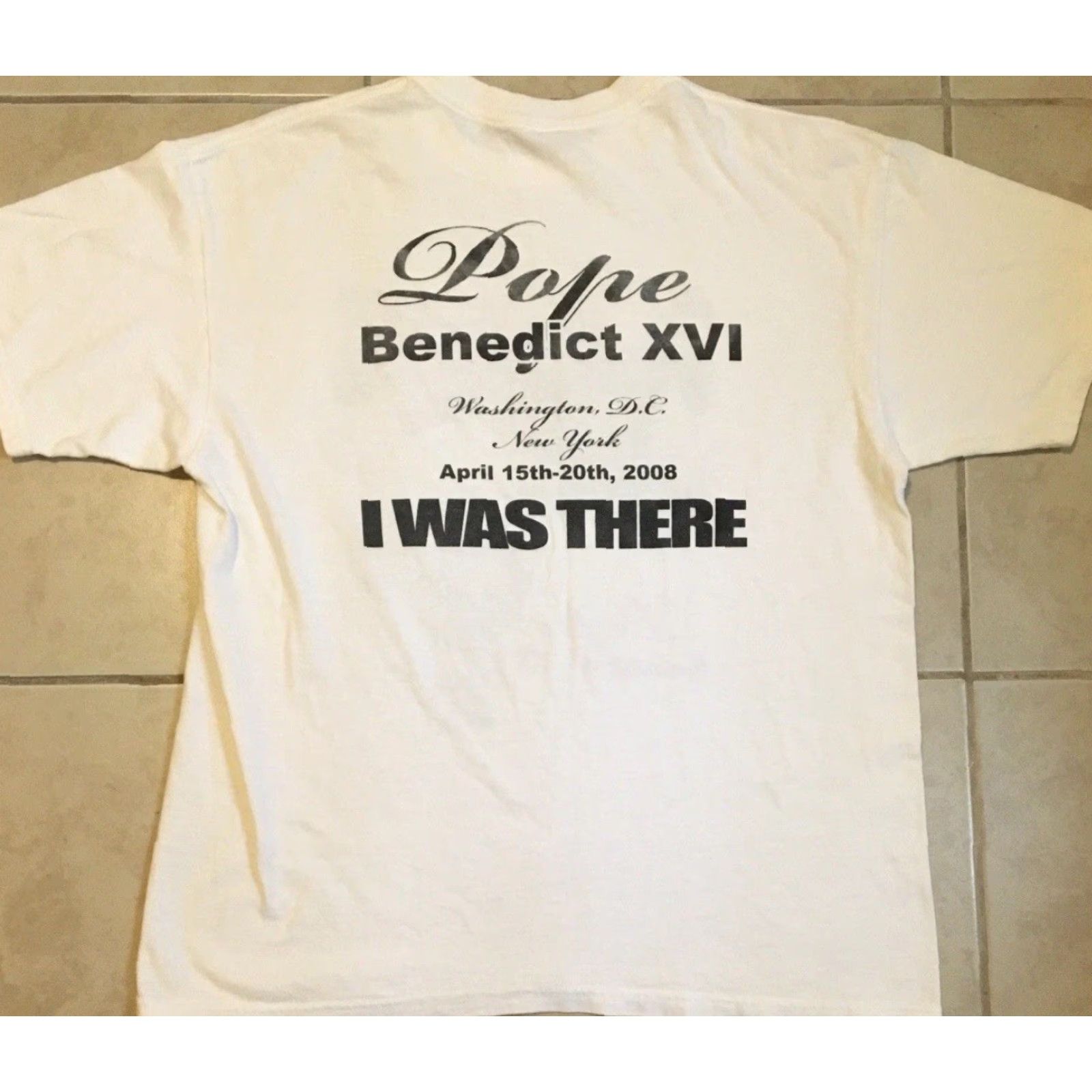 Vintage VINTAGE Pope Benedict XVI Faded I Was There Tour Shirt L God Catholic Lord Jesus NYC Grunge Y2K Shirt Mens XL White Size US L / EU 52-54 / 3 - 2 Thumbnail
