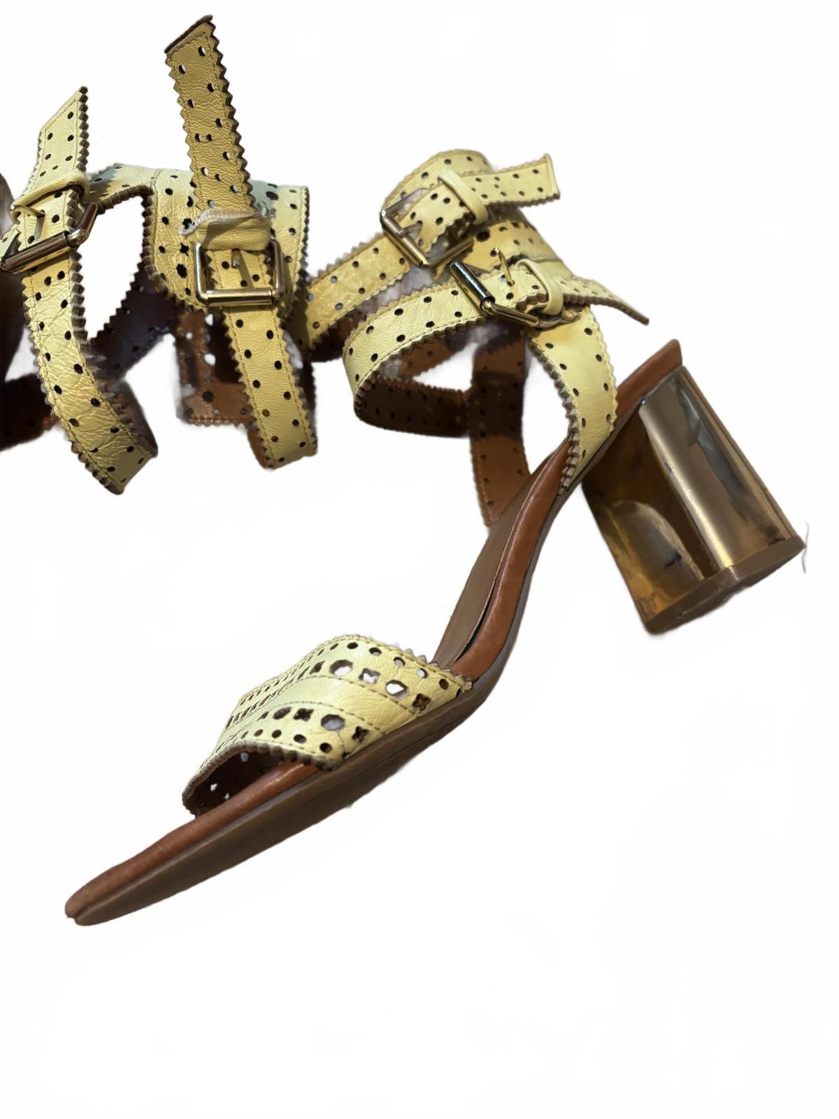 Other Dolce Vita Perforated Leather Gold Heel Sandal sz 7 Size US 7 / IT 37 - 3 Thumbnail