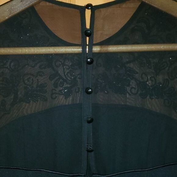 Vintage Liz Claiborne Night Embellished Sheer Sz. 8 Black Maxi Sleev Size M / US 6-8 / IT 42-44 - 10 Thumbnail