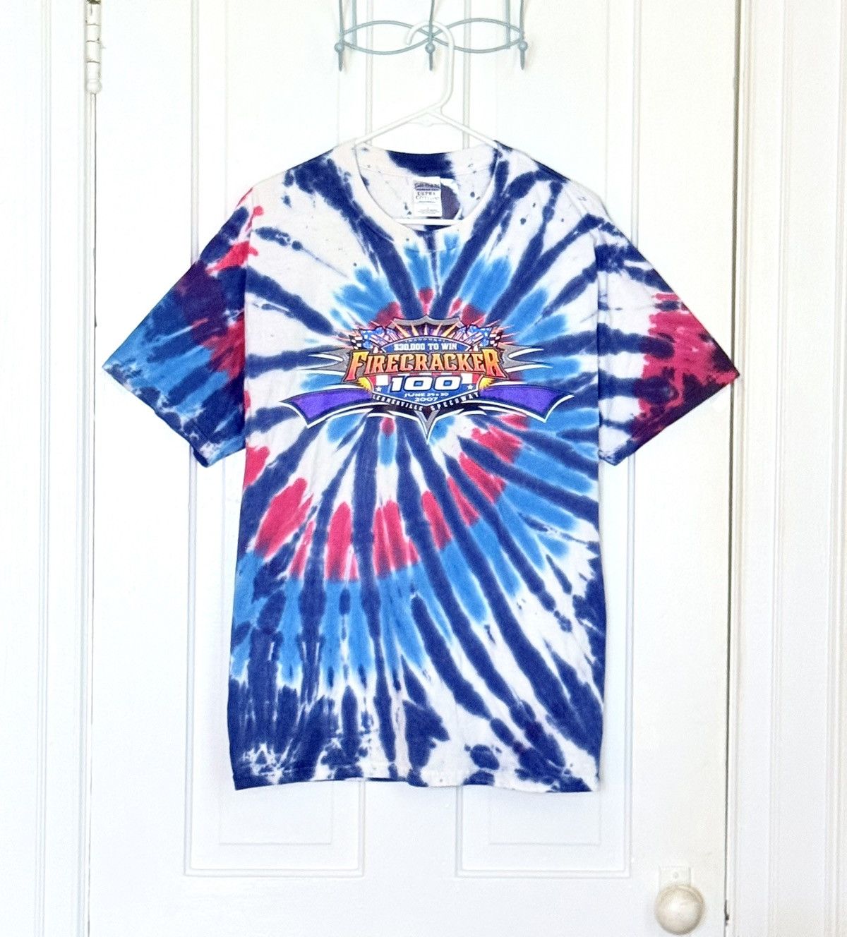 Gildan Vintage Fircracker 100 Tie-Dye Racing Tshirt 2007 Large Size US L / EU 52-54 / 3 - 2 Thumbnail