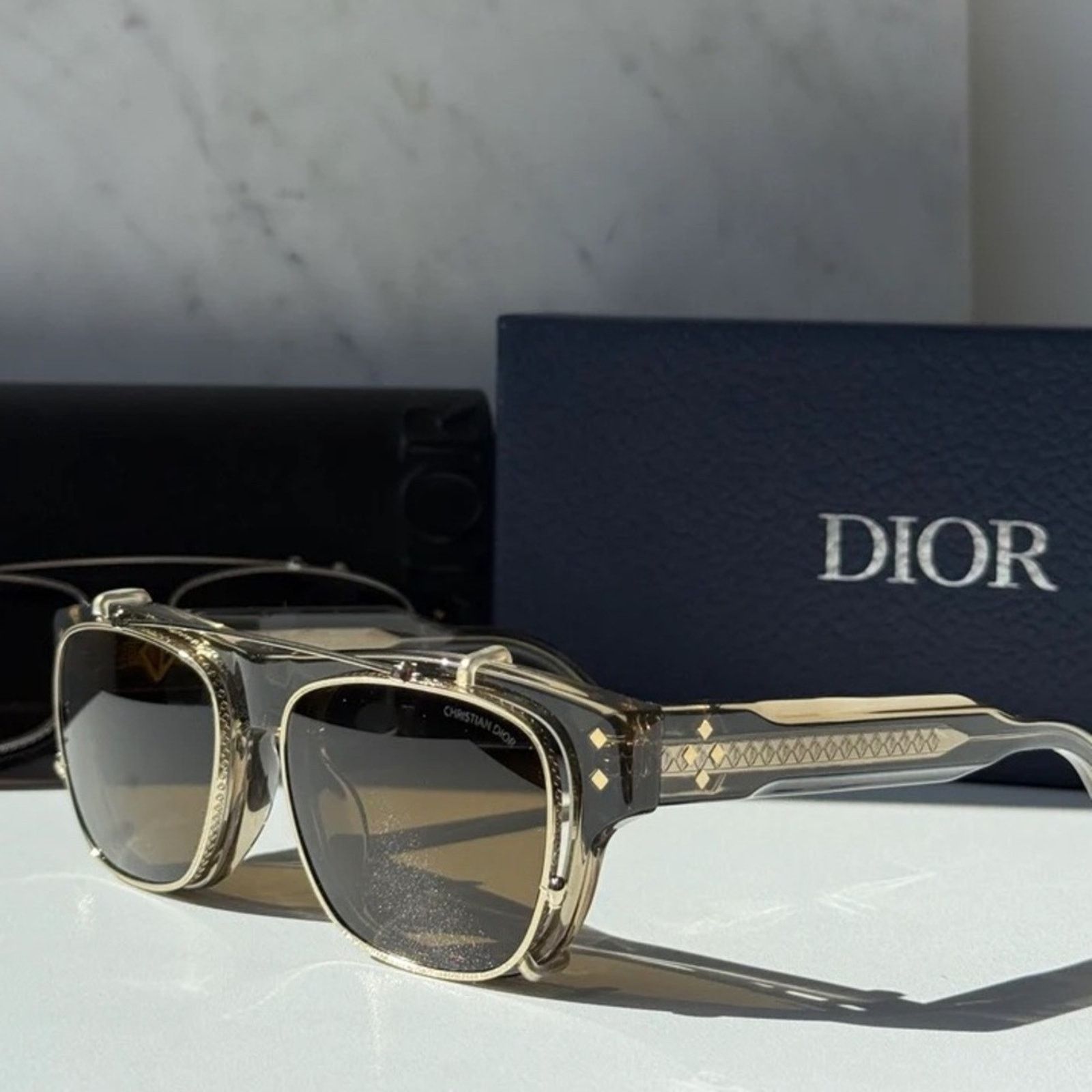 Dior New! Dior CD DIAMONDO S10I 64BB Crystal Brown Clip On Men Size ONE SIZE - 6 Thumbnail