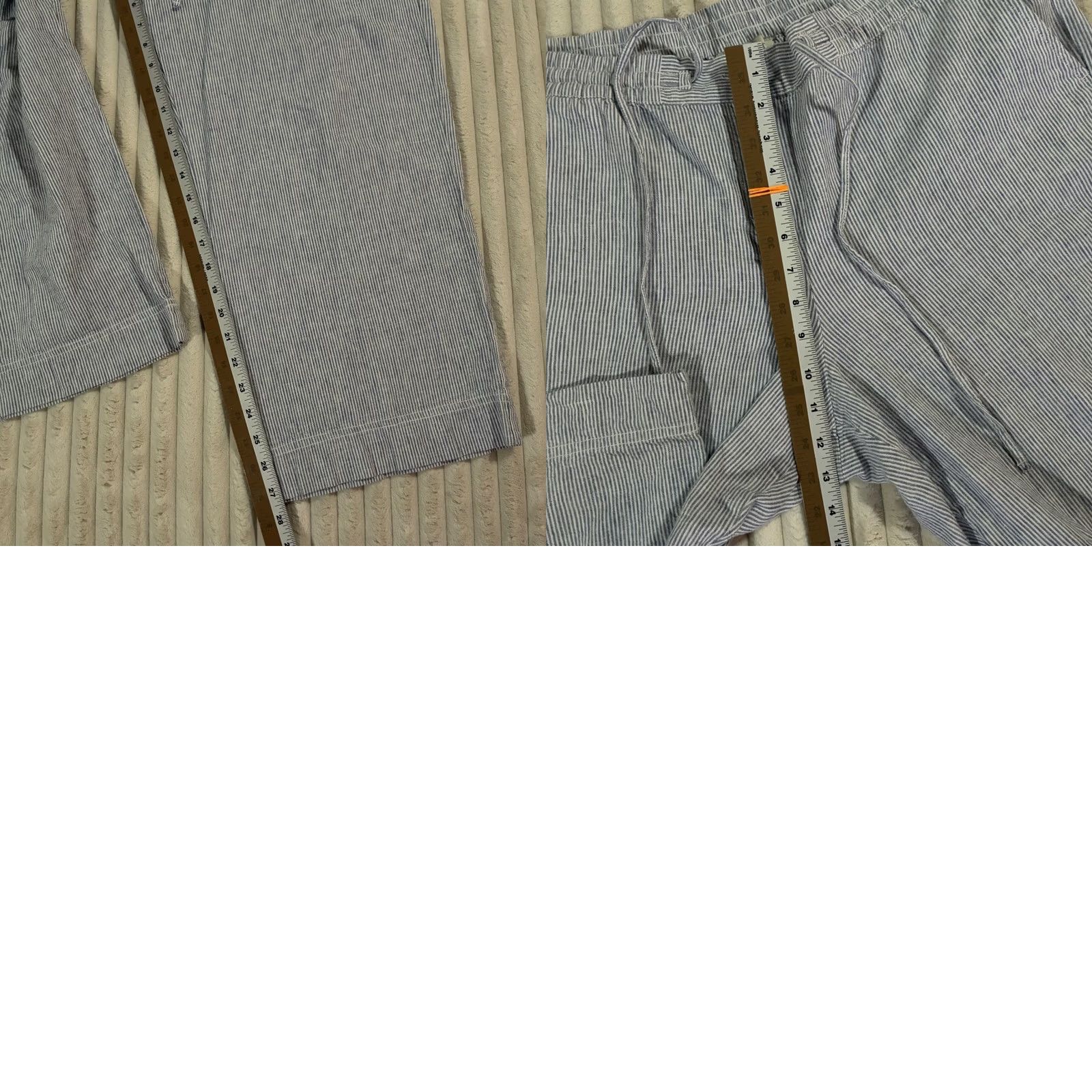 Talbots Talbots Petite Striped Pants Women's 16P Wide Leg Drawstring Waist Blue Size 38" / US 16 / IT 52 - 8 Thumbnail