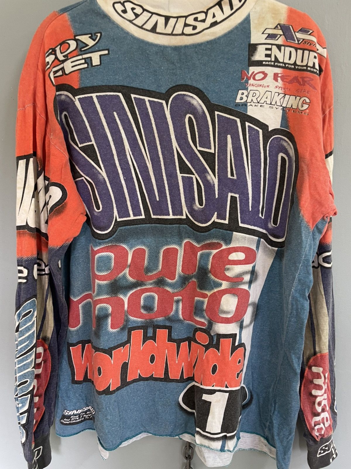 No Fear Vintage Sinisalo pure moto Worldwide motocross long sleeve Size US M / EU 48-50 / 2 - 3 Thumbnail