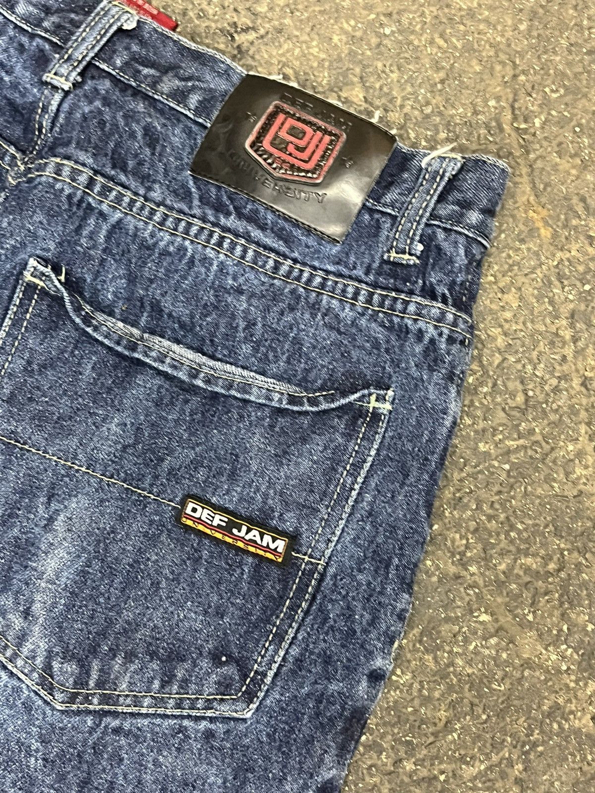 Vintage Y2k baggy fit embroidered def jam skater denim hype rare Size US 32 / EU 48 - 4 Thumbnail