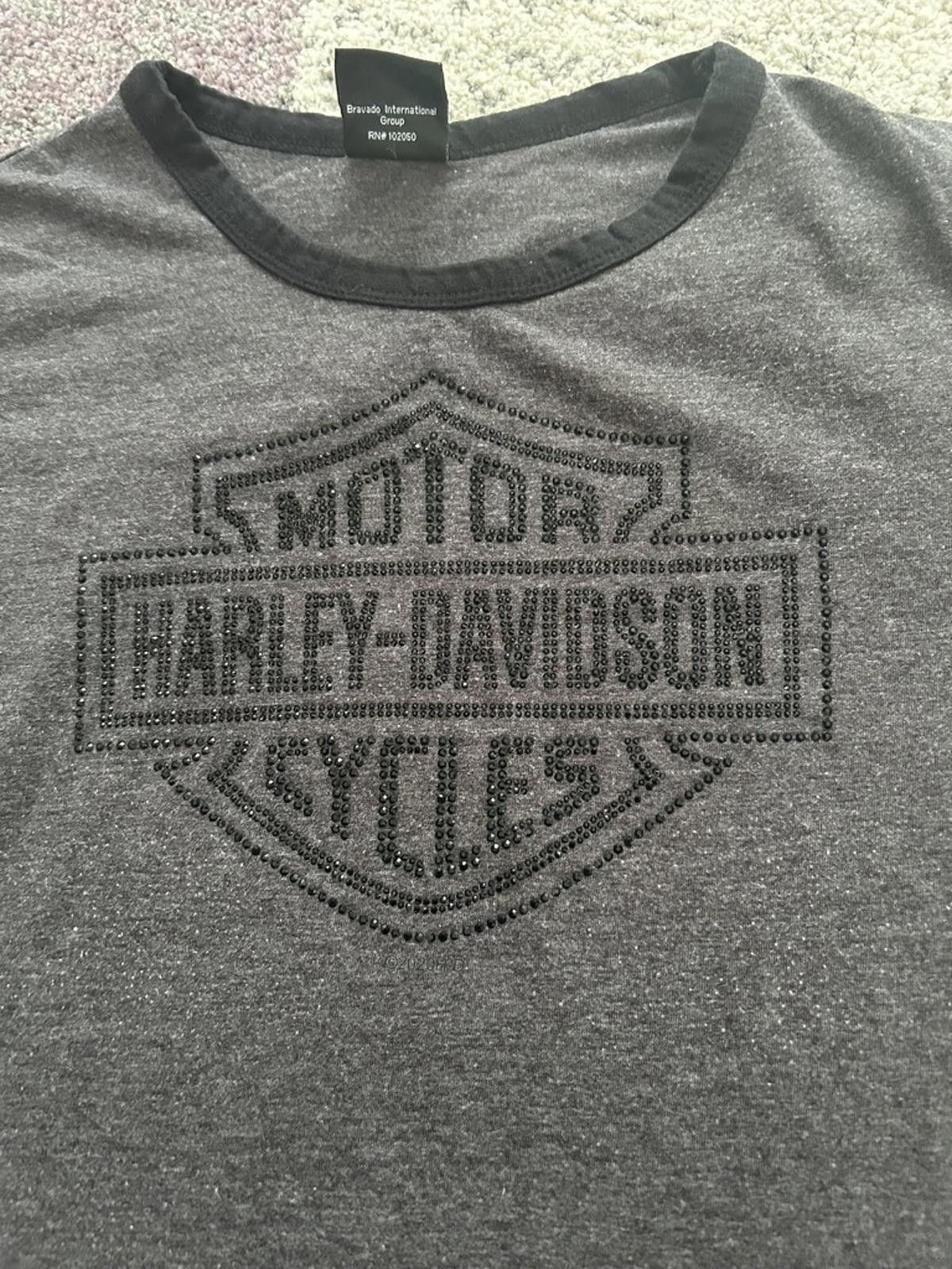 Harley Davidson Women's Harley-Davidson Charcoal Tee with Rhinestone Logo Size M / US 6-8 / IT 42-44 - 2 Thumbnail