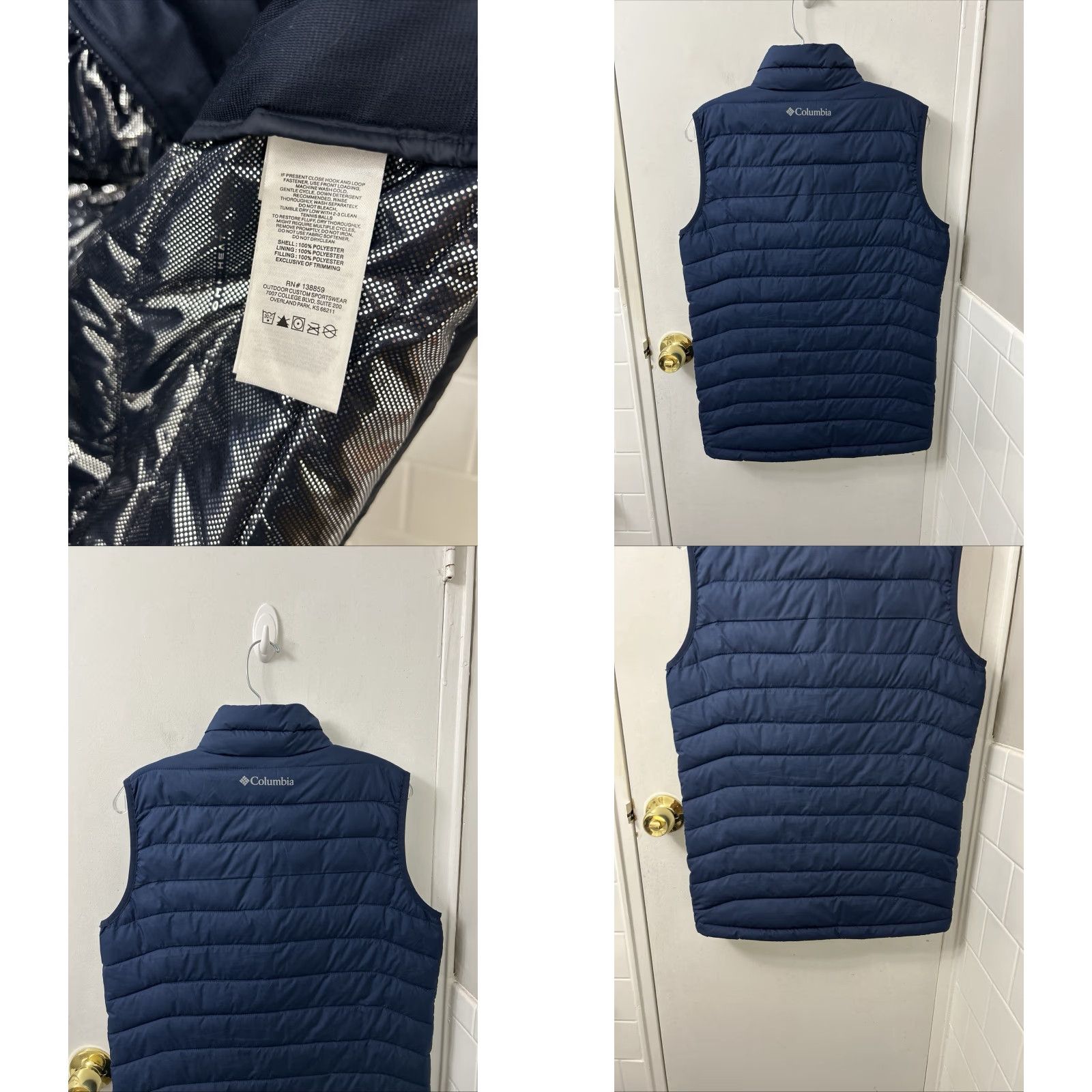 Vintage Columbia Puffer Vest Mens S Navy Blue UVA Cavaliers Omni-Heat Full Zip Jacket Size US S / EU 44-46 / 1 - 8 Thumbnail