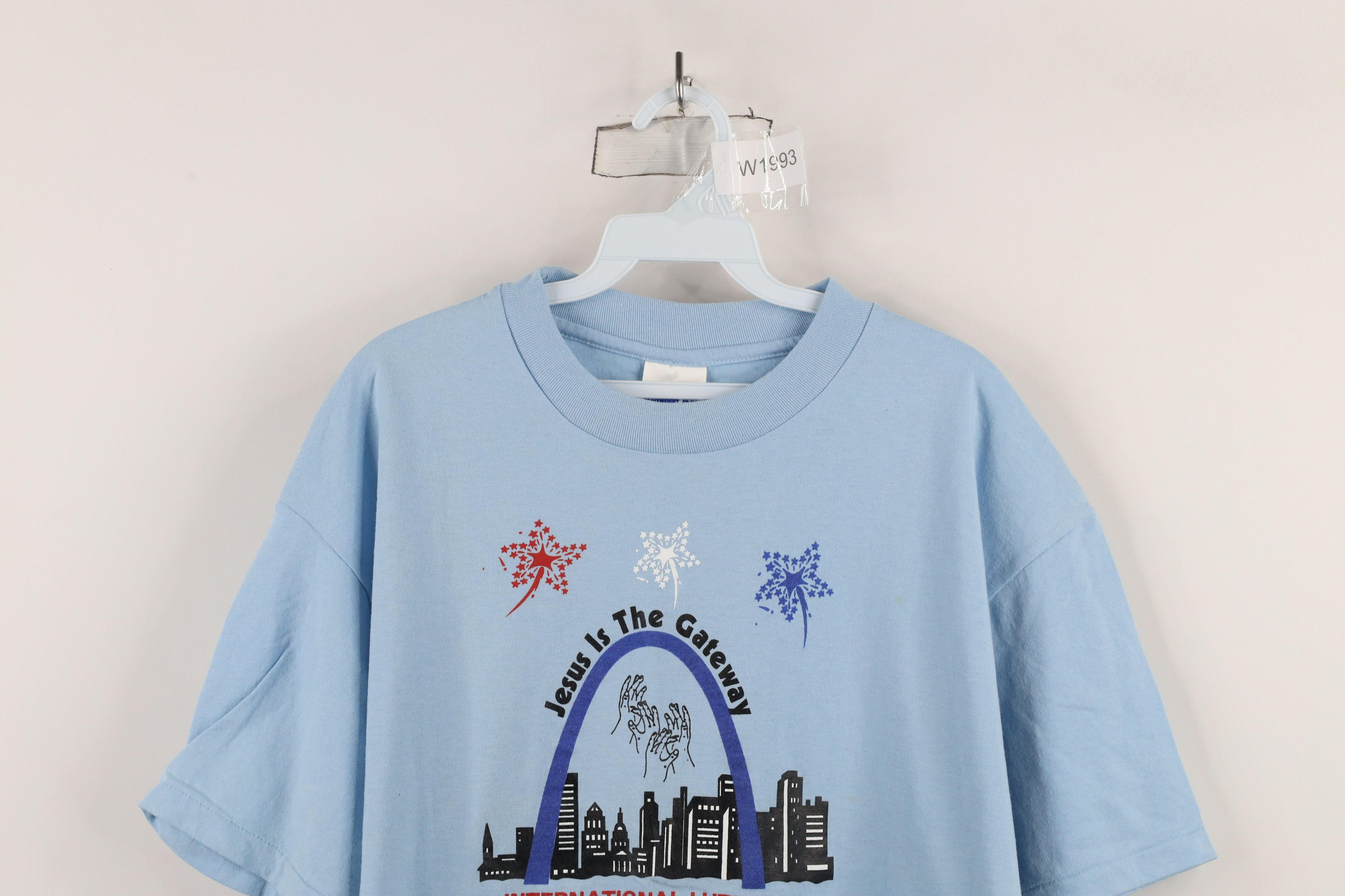 Vintage Vintage 90s Jesus Is the Gateway Lutheran T-Shirt Blue Size US L / EU 52-54 / 3 - 2 Thumbnail
