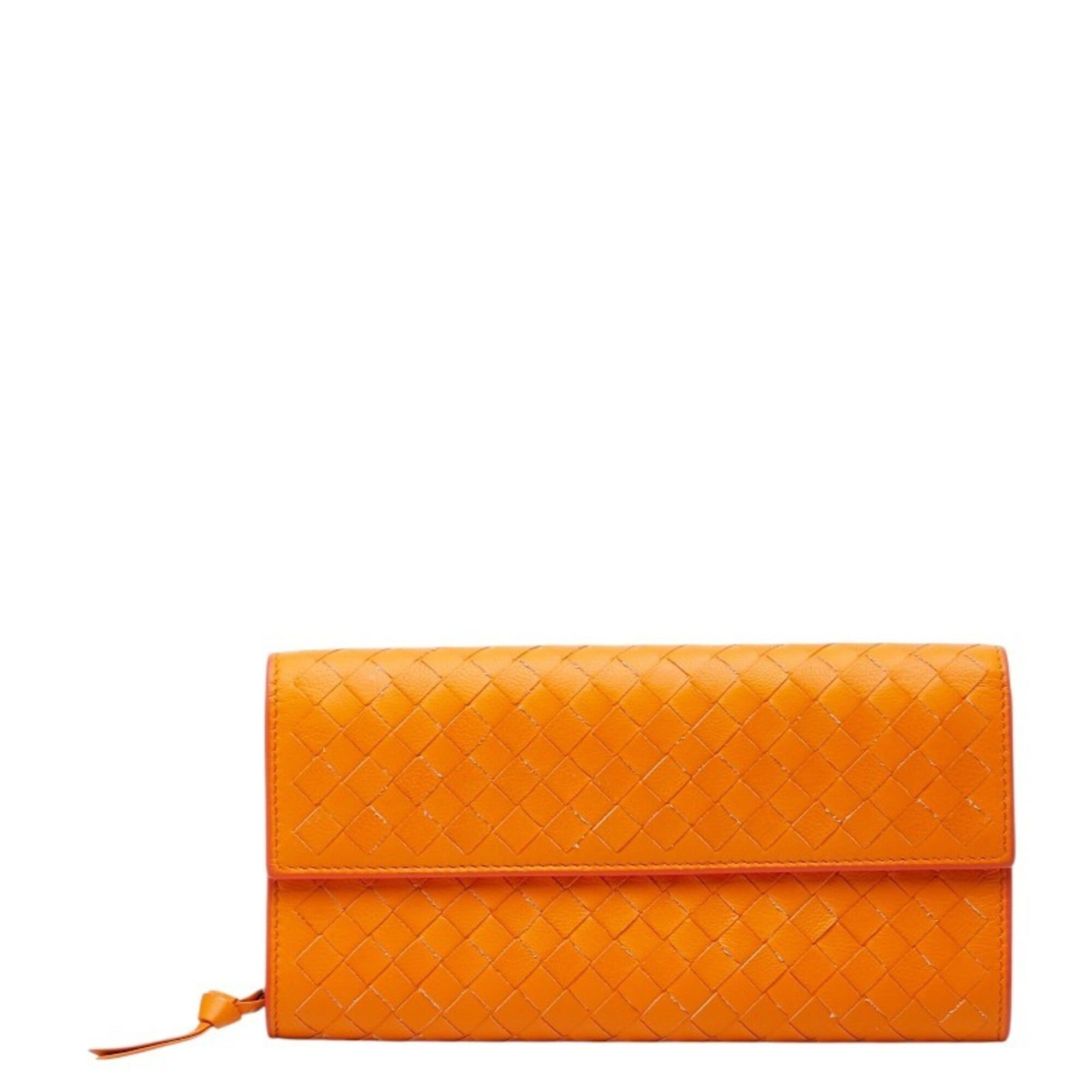 Bottega Veneta Bottega Veneta Intrecciato Long Wallet, Orange Leather, Women's. Size ONE SIZE - 1 Thumbnail
