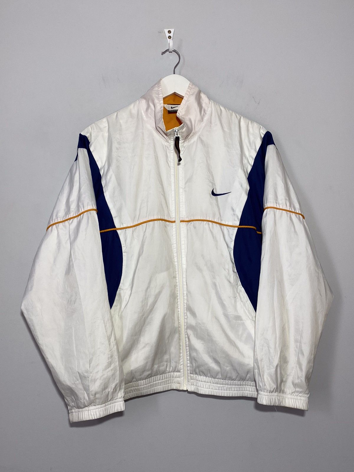 Nike 🔥 90s Nike TRACK JACKET WHITE NAVY YELLOW SPORTY VIBES Size US S / EU 44-46 / 1 - 2 Thumbnail