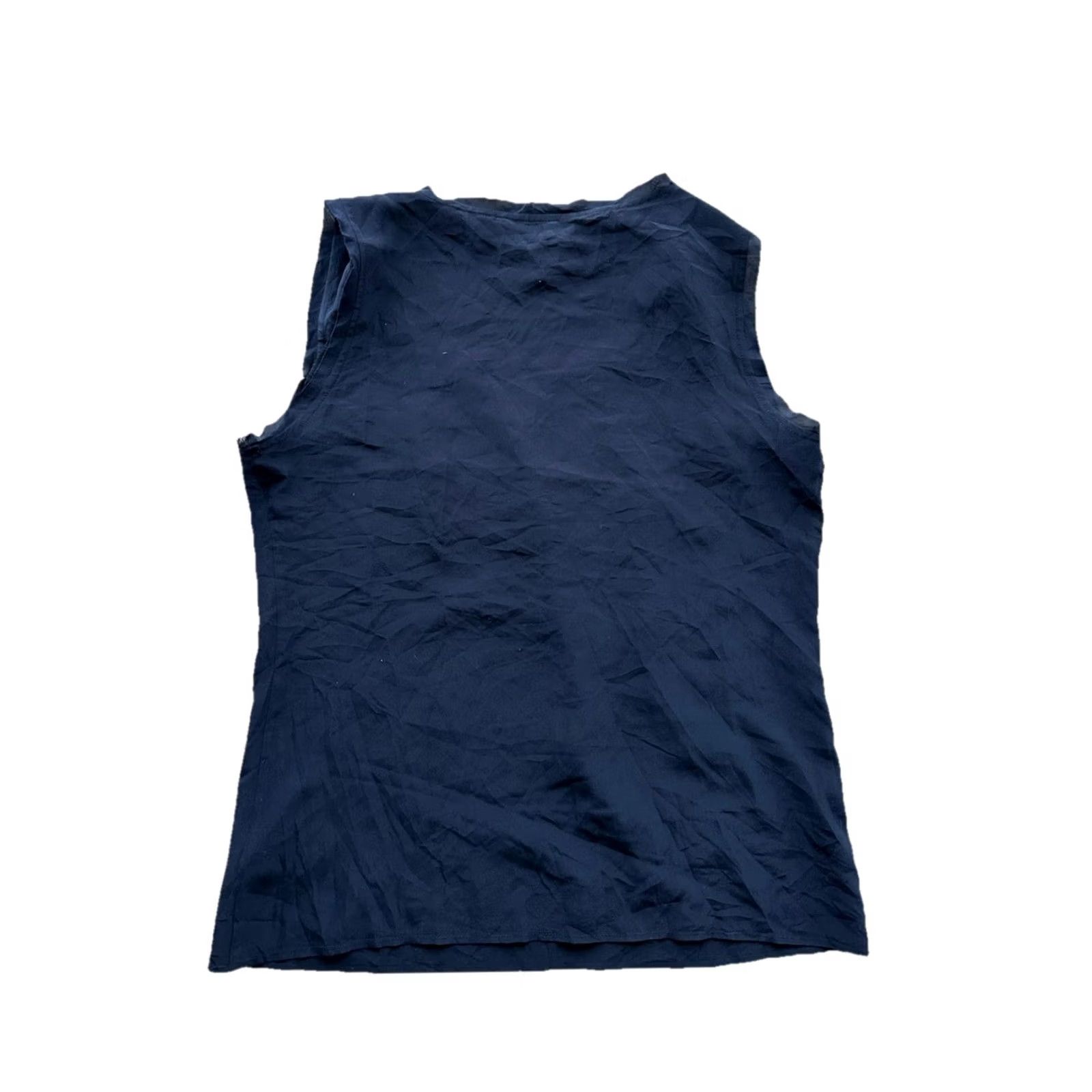 Tory Burch Tory Burch Silk Tank Sleeveless Navy Blue Distressed Top Women’s Size S RARE Size S / US 4 / IT 40 - 3 Thumbnail
