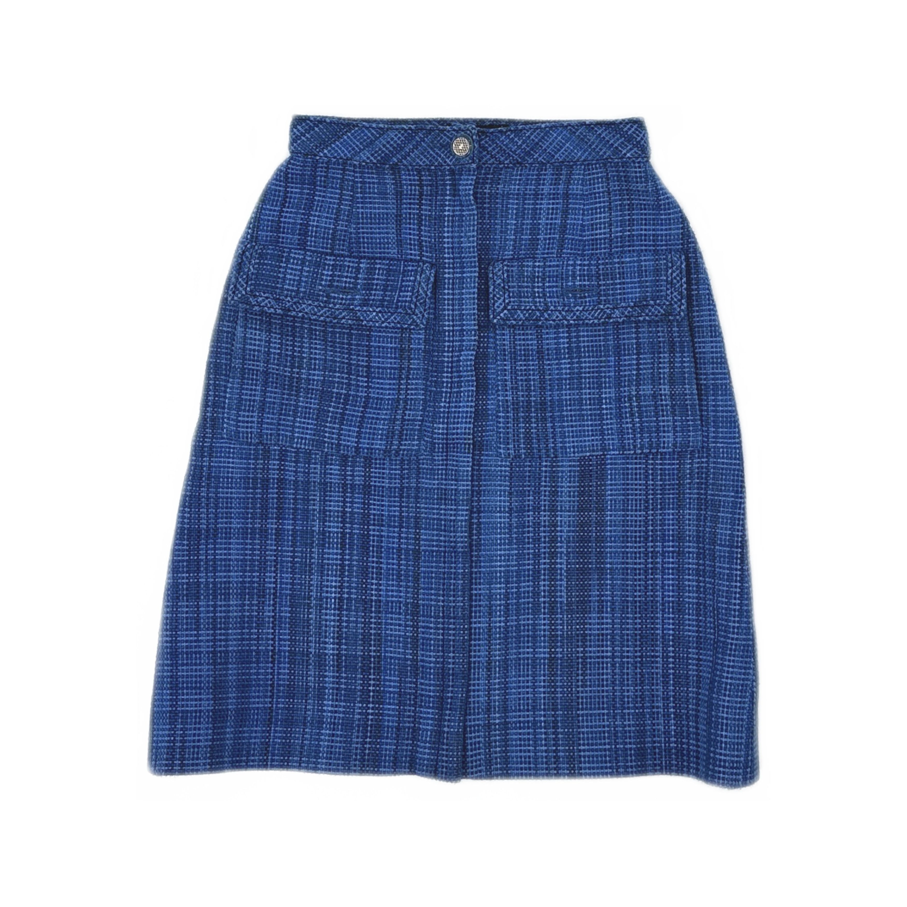 Chanel Chanel Blue Tweed Mini Skirt Size 34 Size 25" / US 0 / IT 36 - 1 Thumbnail