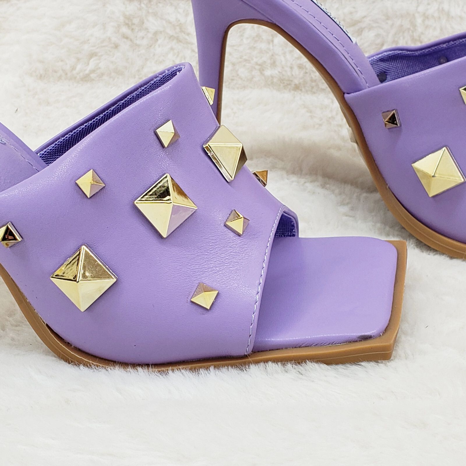 Other Popo Slip On Square Open Toe High Heel Clogs Mules Slides Li Size US 7.5 / IT 37.5 - 4 Thumbnail