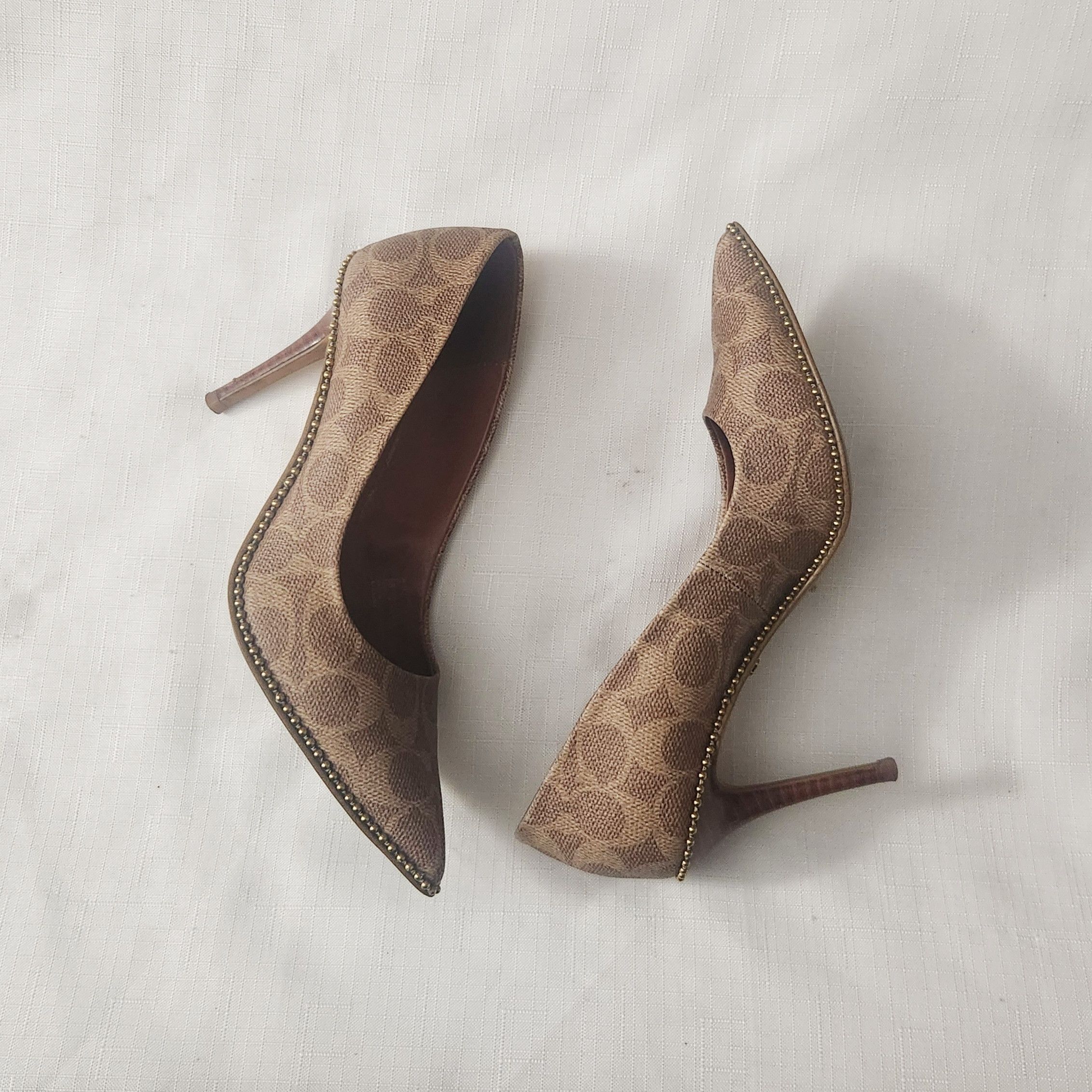 Coach × Designer COACH Waverly Pump with Beadchain Women Size 6 B Tan (G4374) Size US 6 / IT 36 - 12 Thumbnail