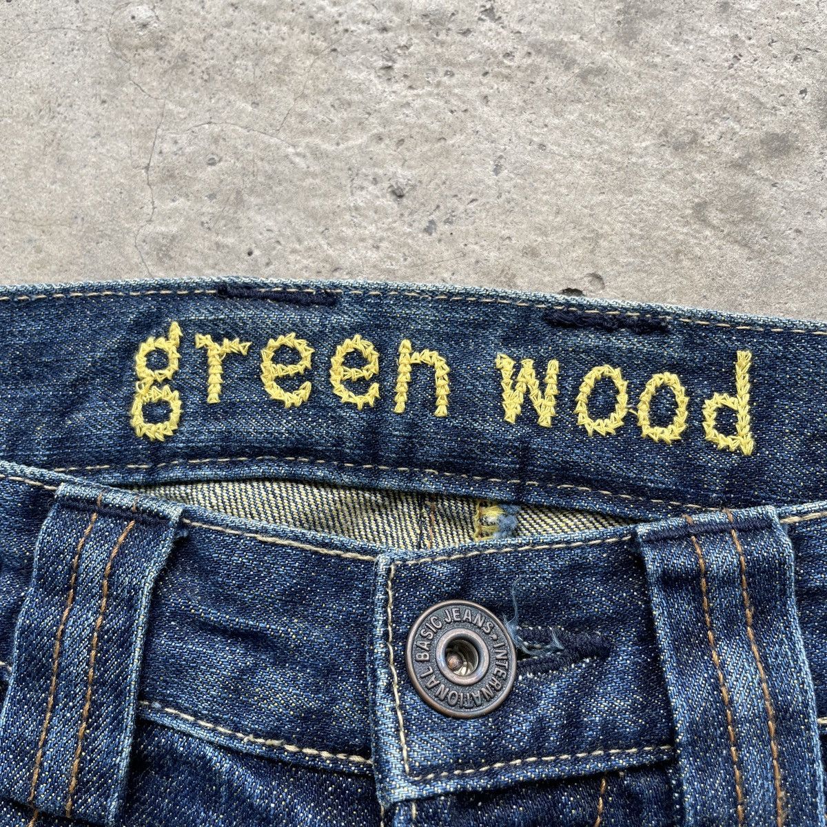 Japanese Brand × Jean Vintage Green Wood Japan Distressed Faded Jeans Denim Pants Size US 31 - 7 Thumbnail