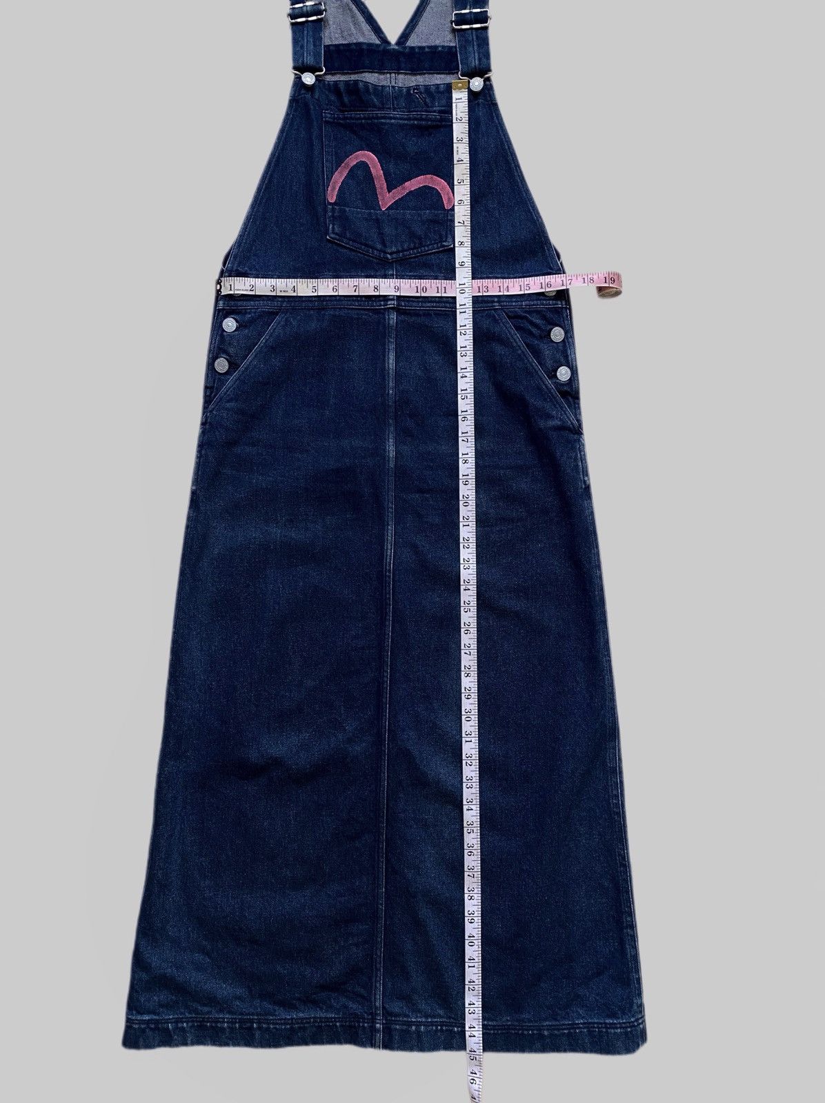Evisu Vintage Evisu Donna Denim Pinafore Maxi Dress Size L / US 10 / IT 46 - 10 Thumbnail