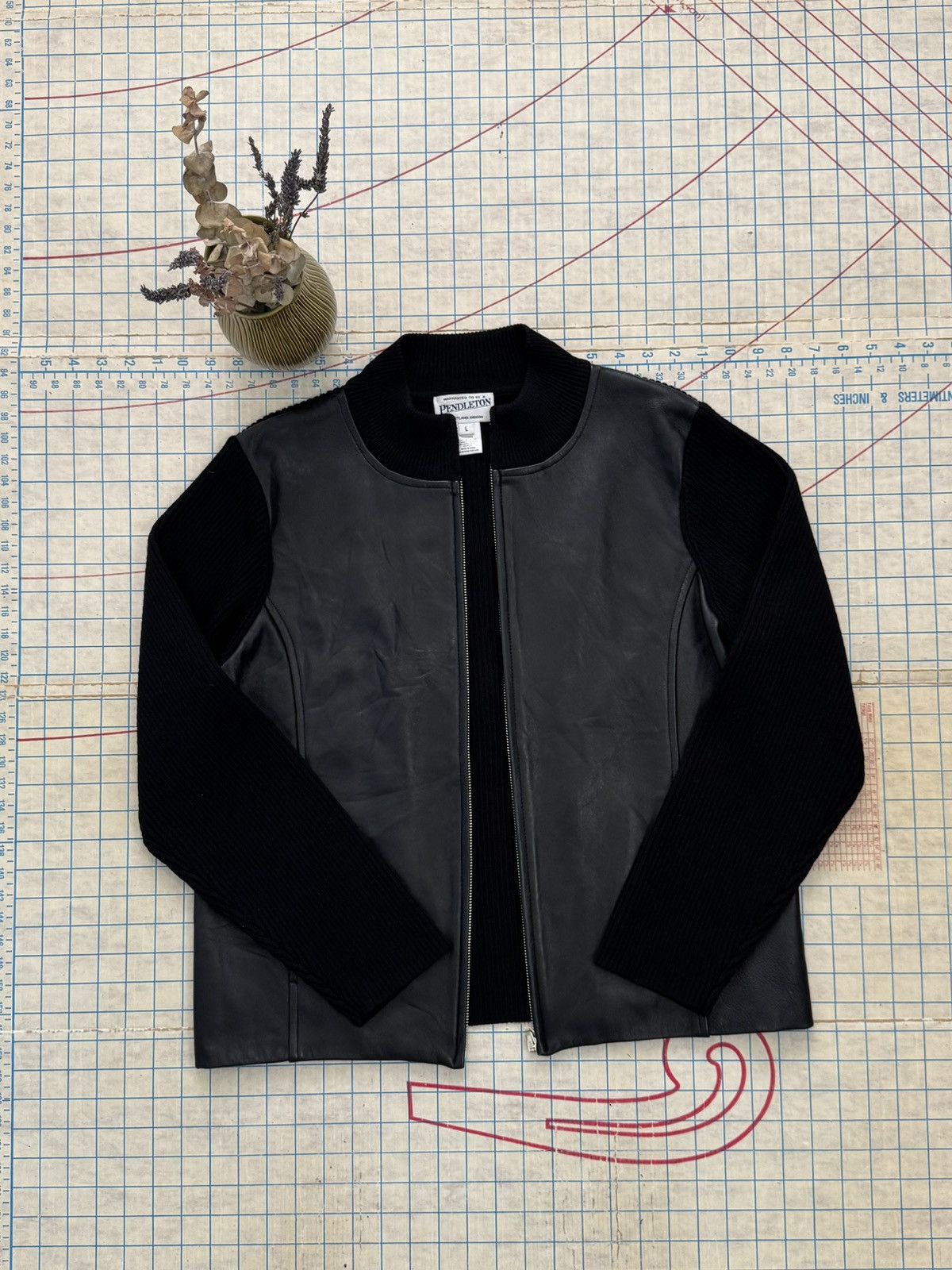 Pendleton Pendleton Full Zip Leather Jacket With Wool Sleeves Black L Size L / US 10 / IT 46 - 4 Thumbnail