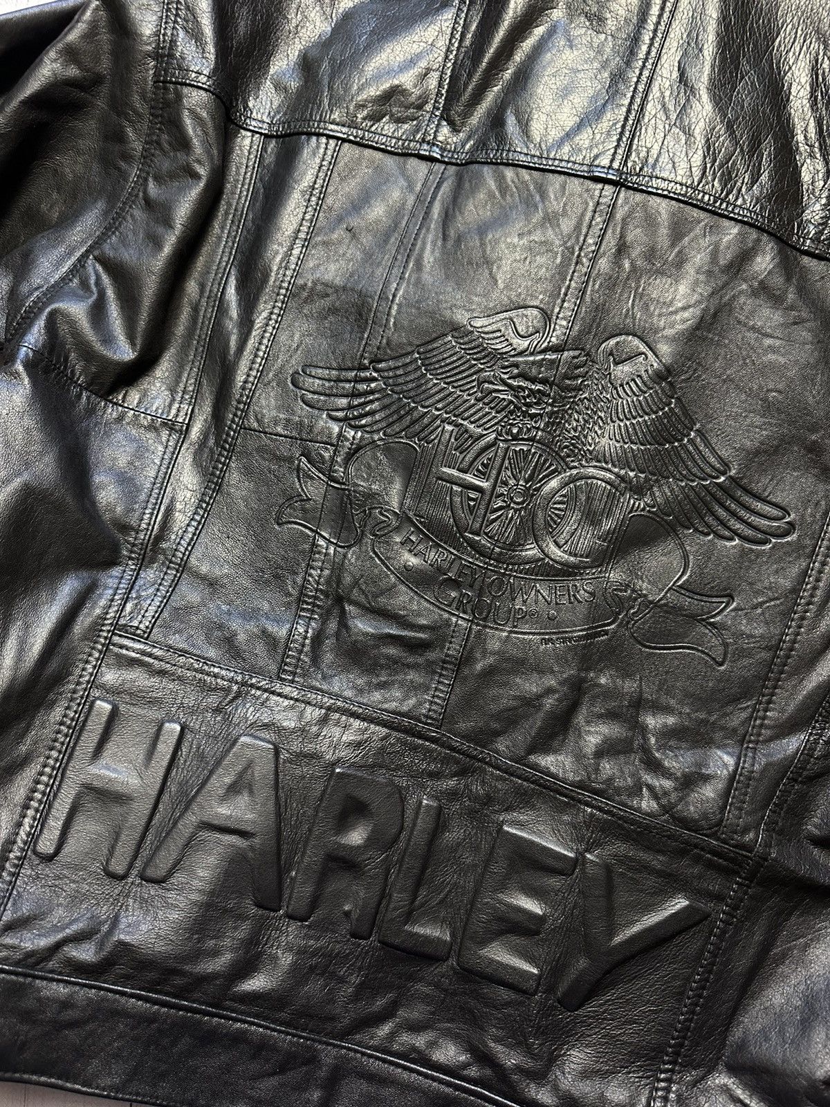 Harley Davidson × Vintage Vintage Harley Davidson leather jacket size L big logo Size US L / EU 52-54 / 3 - 8 Thumbnail
