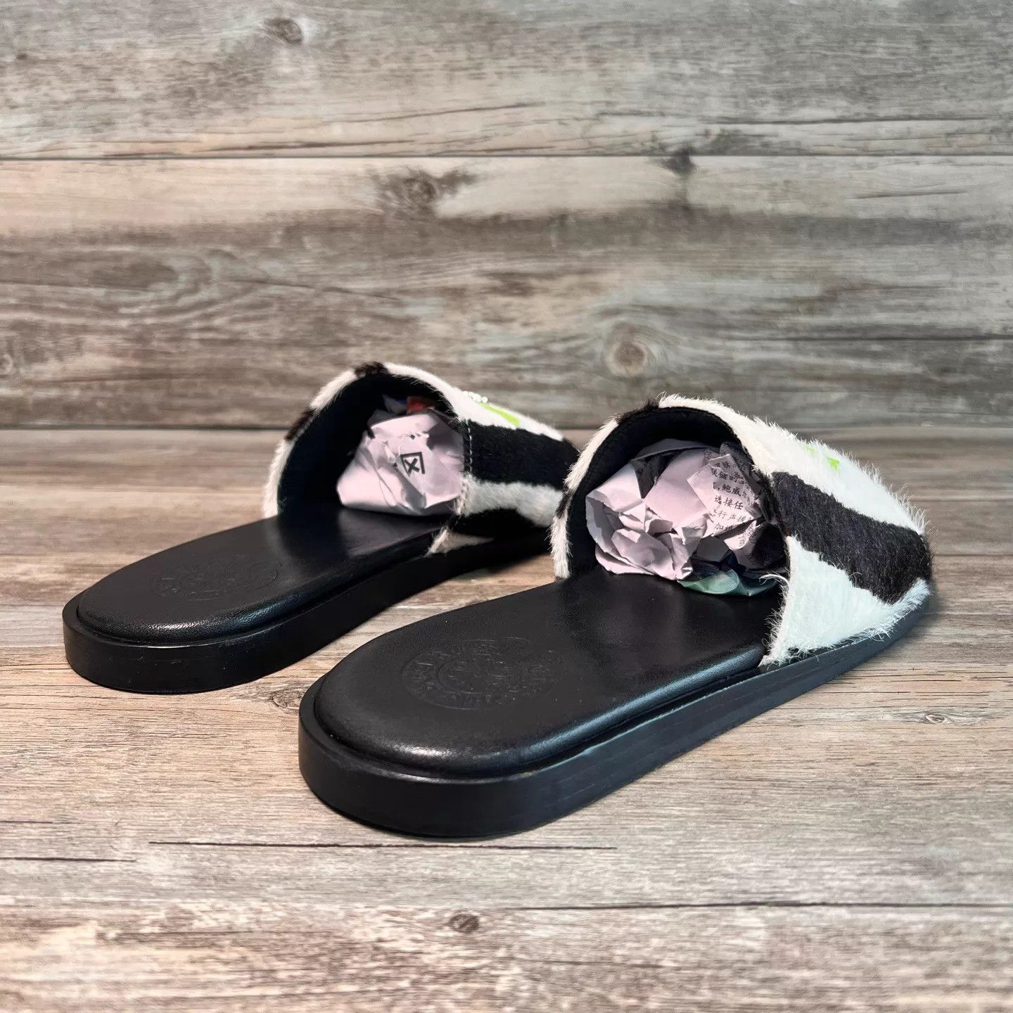 Chrome Hearts Chrome Hearts Zebra Green Leather Flame Cross Slippers 39 Size US 8.5 / IT 38.5 - 3 Thumbnail