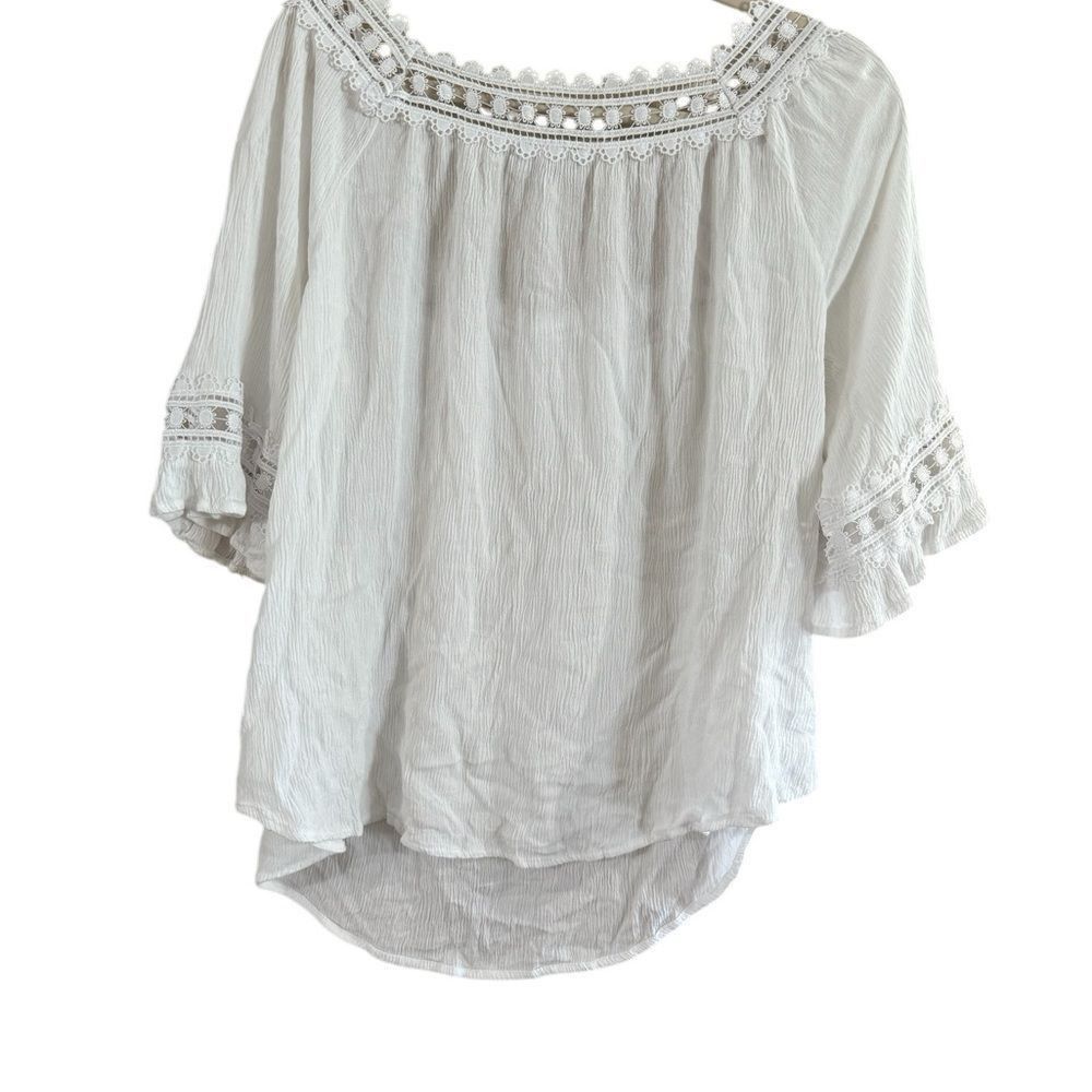 Other Cream Relaxed Blouse with Flutter Sleeves Size XL / US 12-14 / IT 48-50 - 3 Thumbnail
