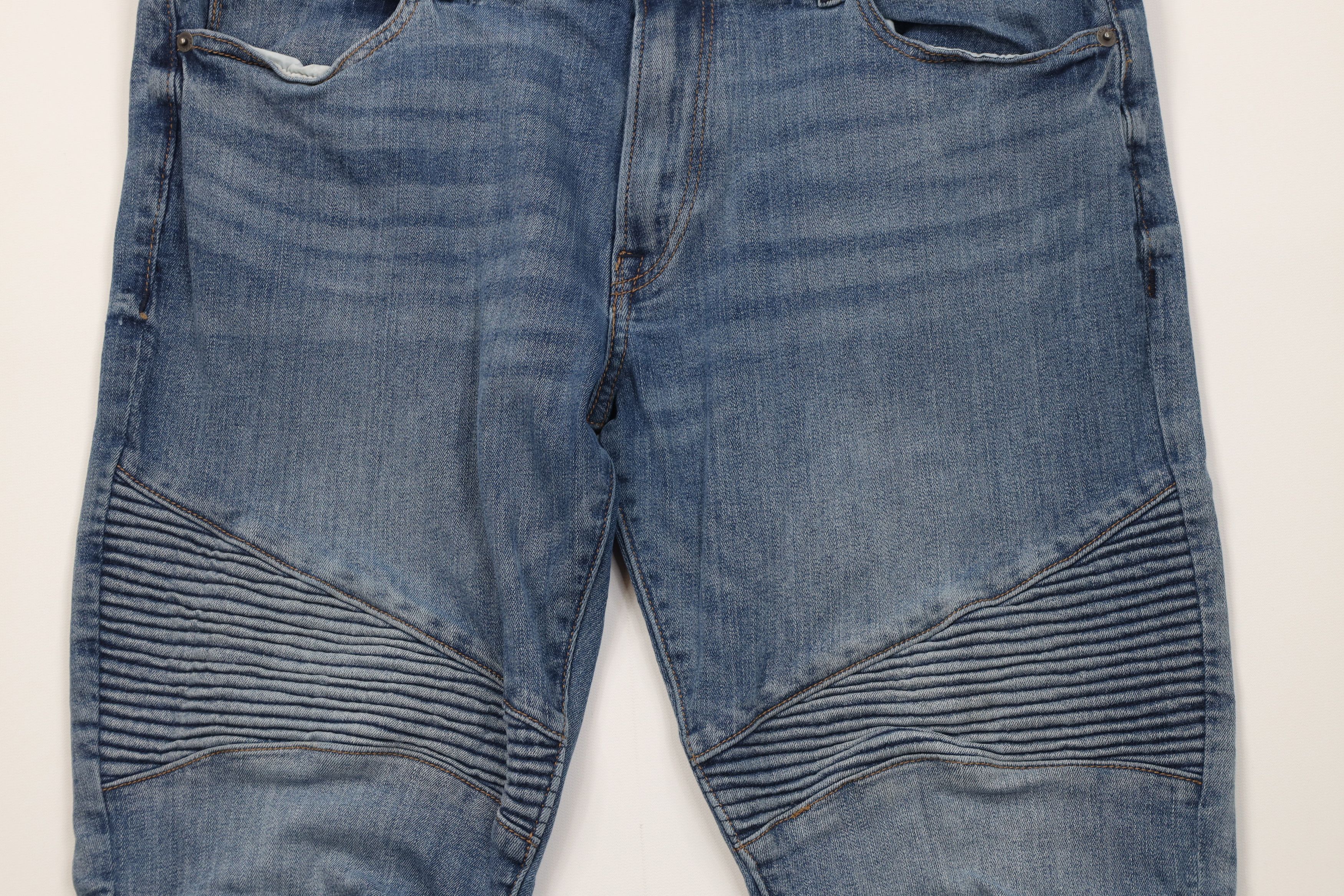 Express Express Slim Fit Skinny Leg Moto Motorcycle Denim Jeans Blue Size US 34 / EU 50 - 3 Thumbnail