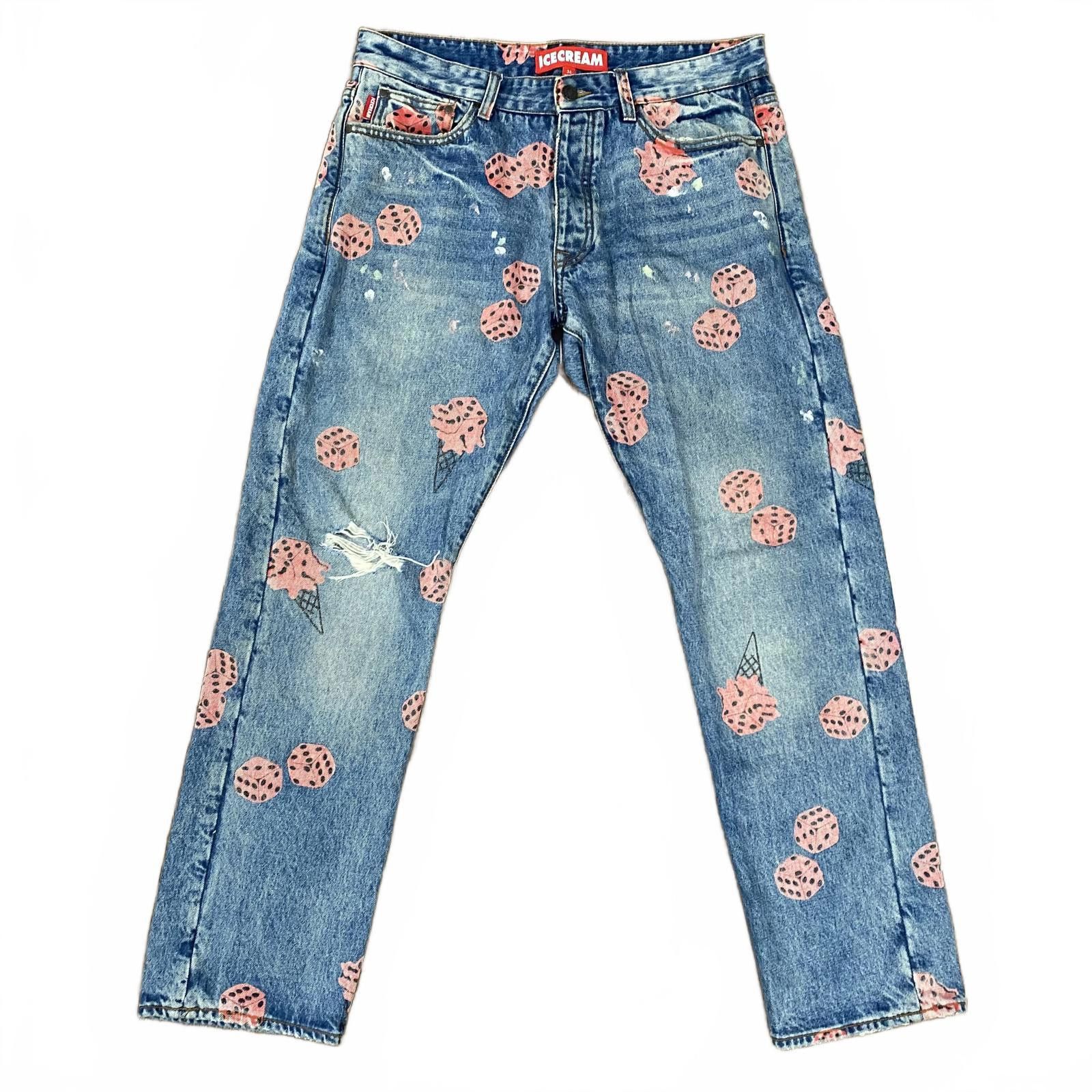 Billionaire Boys Club × Icecream ICE CREAM Dice Print Straight Jeans Size US 34 / EU 50 - 1 Thumbnail
