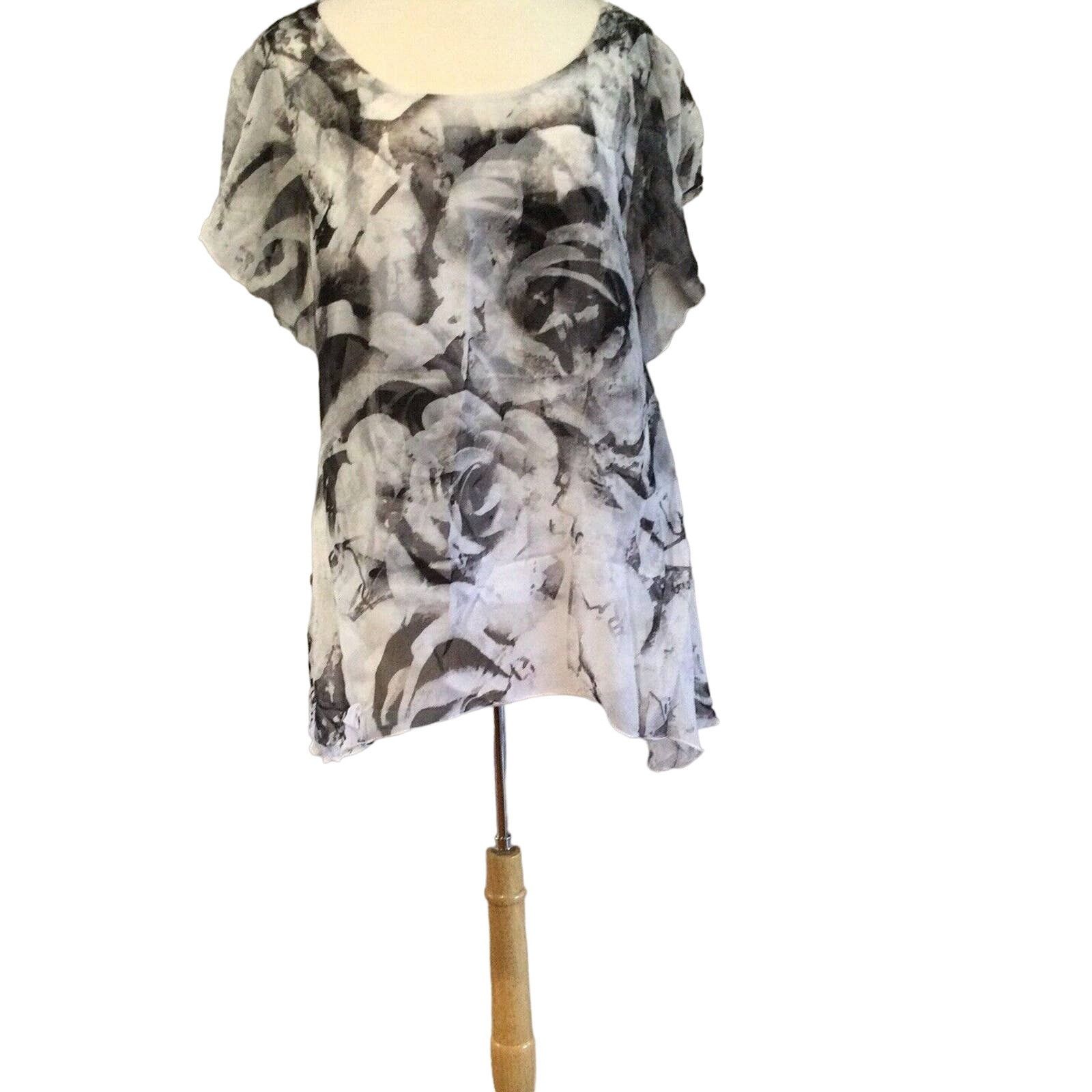 Other Energe Worldwear Tank Floral Print Sheer Overlay Blouse XL Size XL / US 12-14 / IT 48-50 - 3 Thumbnail
