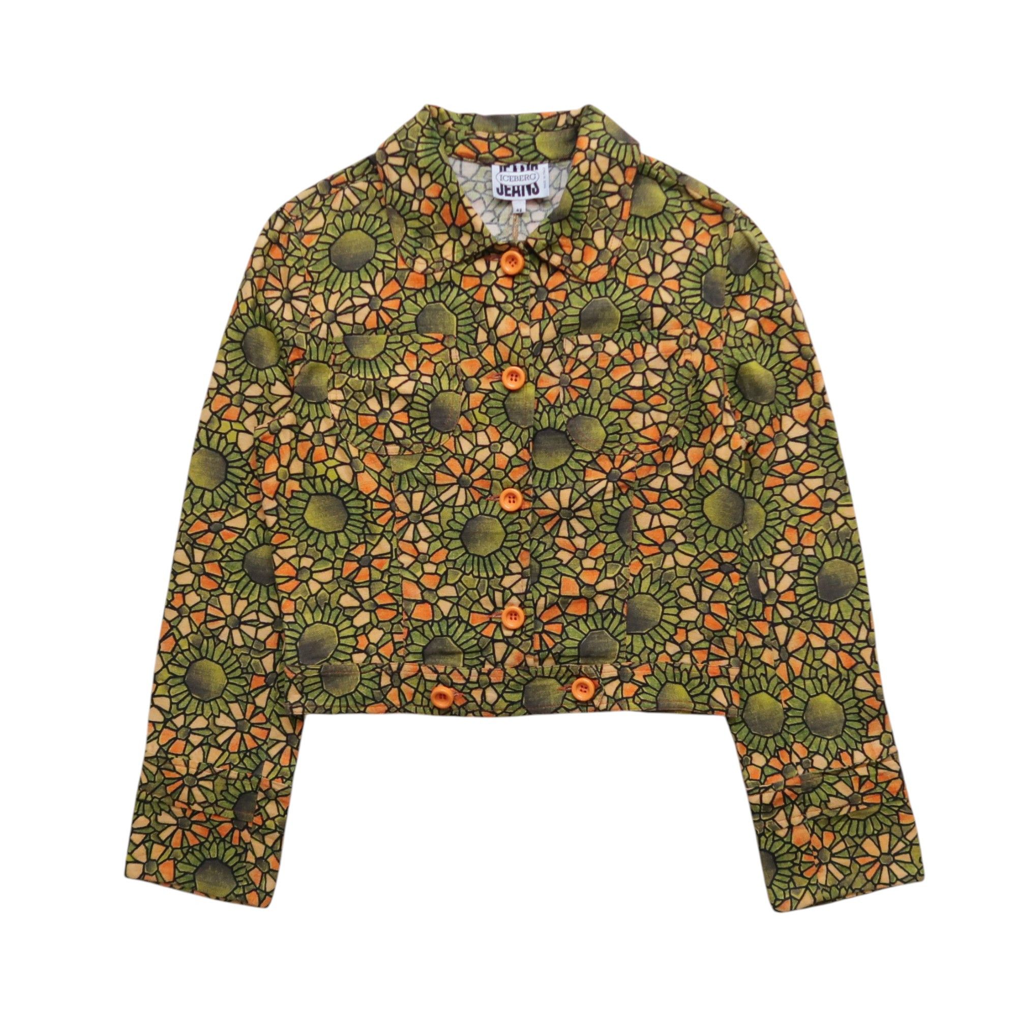 Iceberg Vintage 90s Iceberg Jeans Floral Geometric Boxy Jacket Size US XS / EU 42 / 0 - 1 Thumbnail