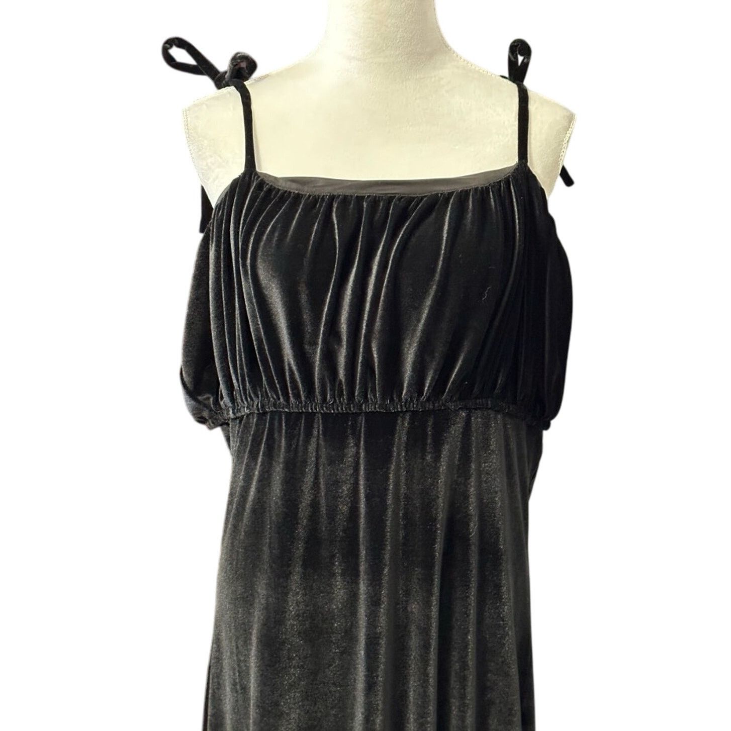 Other Zelie For She Blouson Maxi Dress Velour Sleeveless Black 1X Size XL / US 12-14 / IT 48-50 - 3 Thumbnail