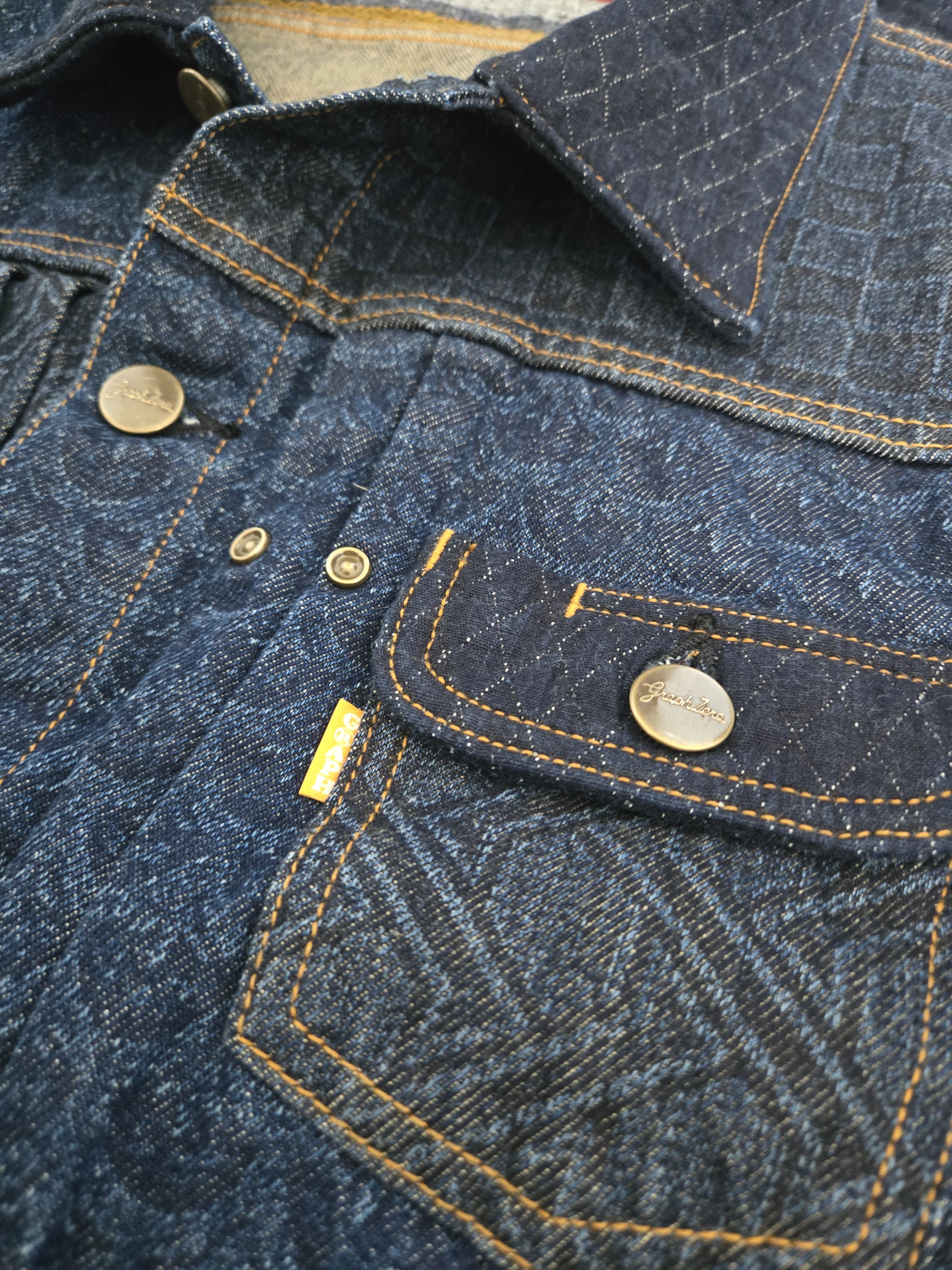 Other Graph Zero GZ-ENGJ-0802 Embossed Denim Patchwork Jacket (L) Size US L / EU 52-54 / 3 - 3 Thumbnail